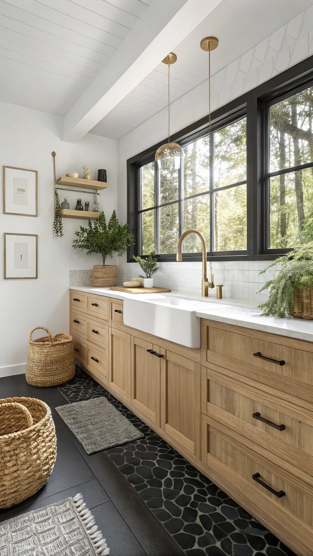 luxurious black pebble flooring