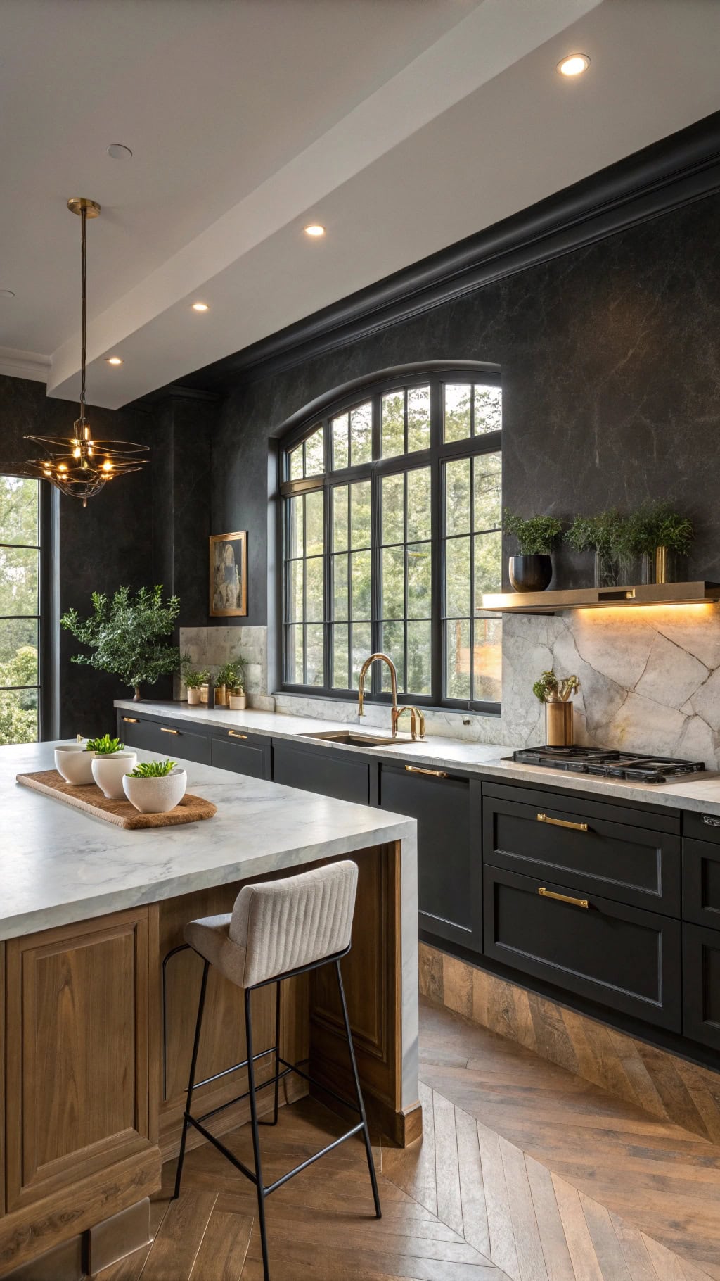 luxurious black plaster walls