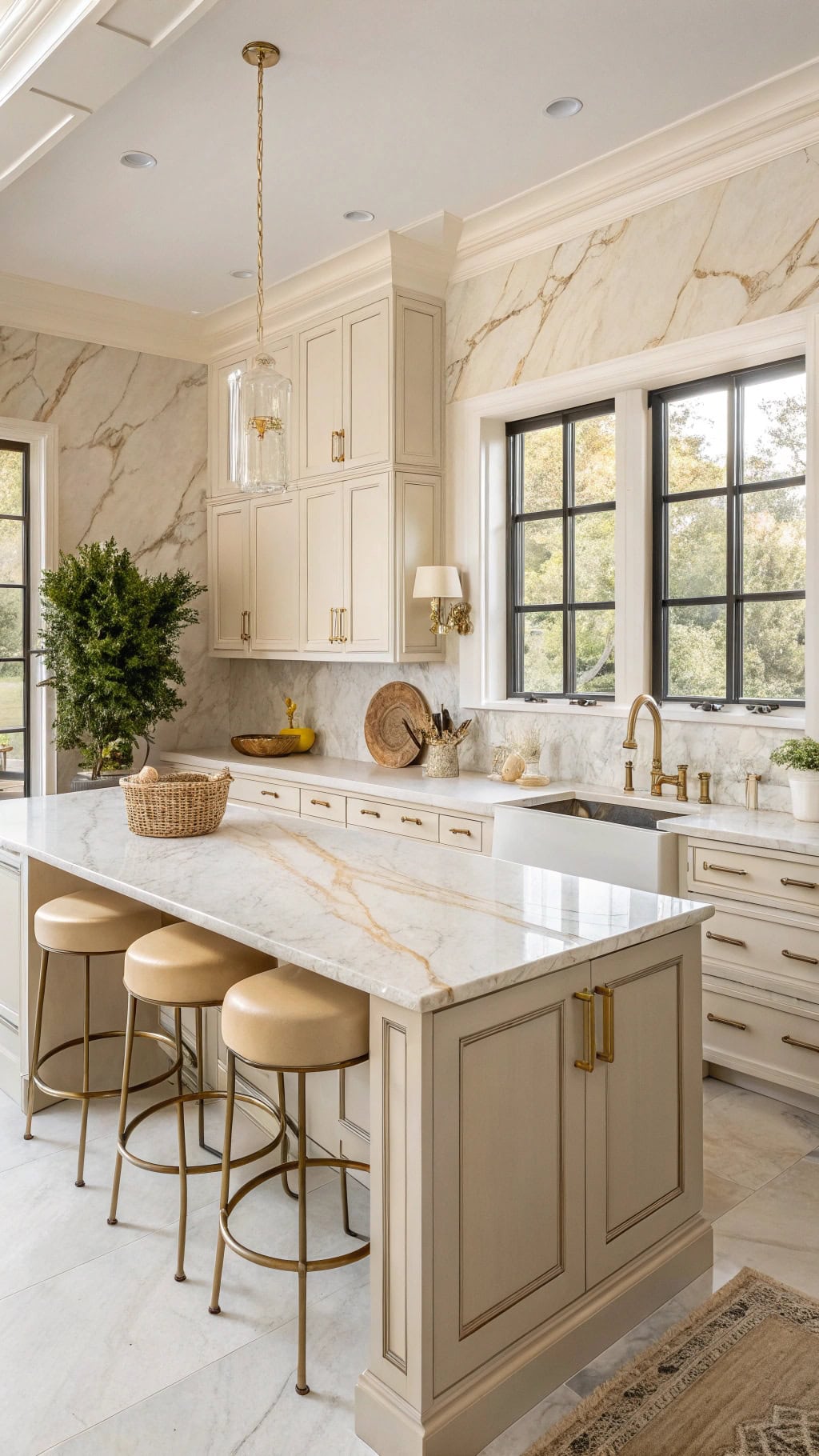 luxury beige marble kitchen