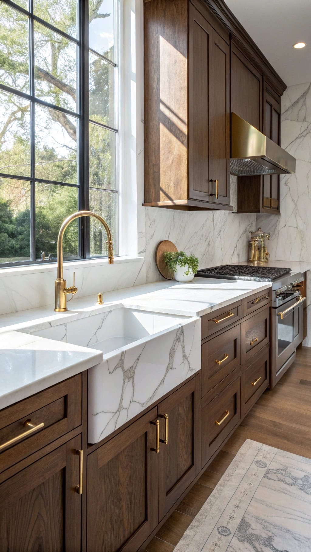 marble and wood elegance