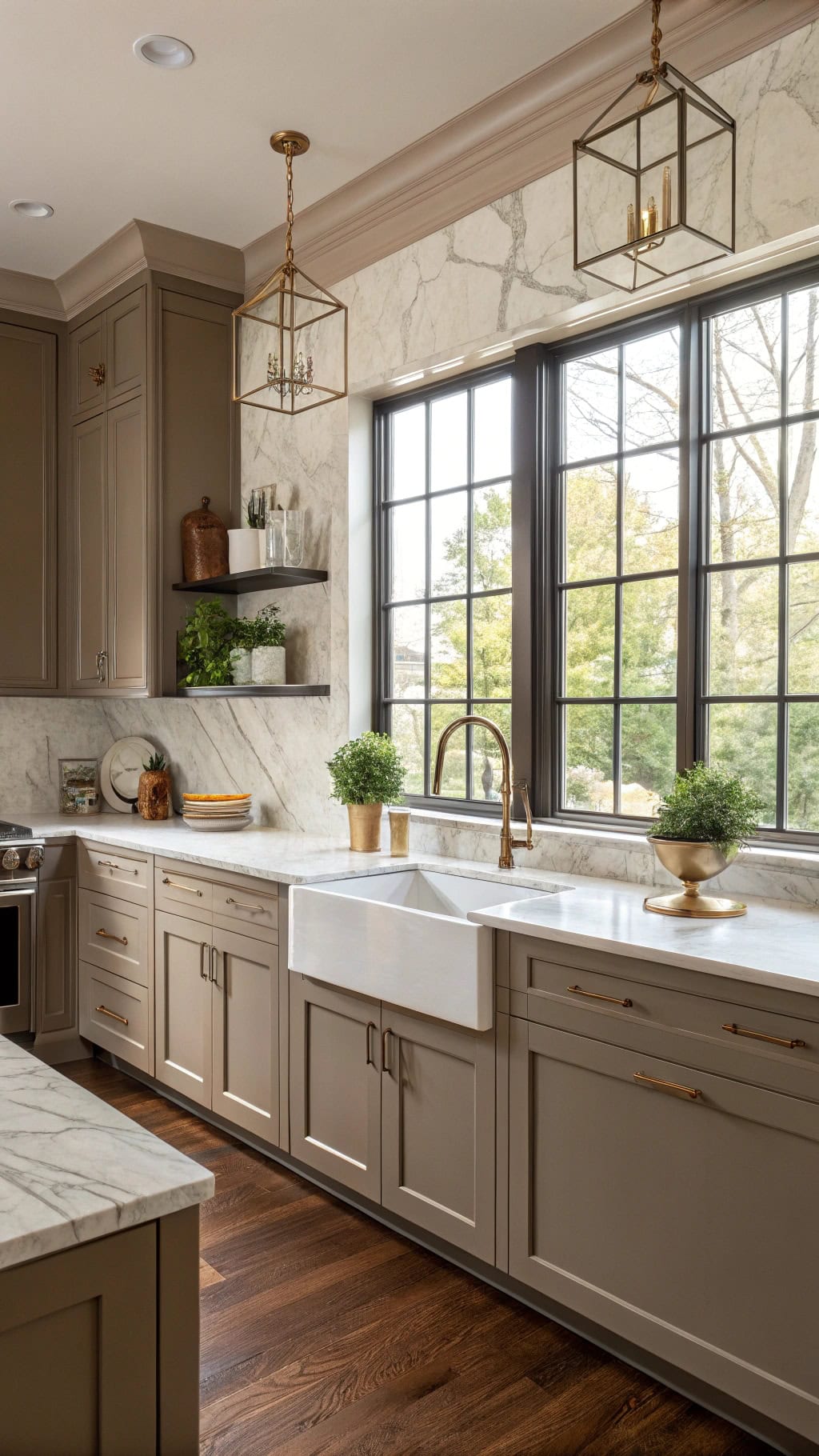 marble island dark beige elegance