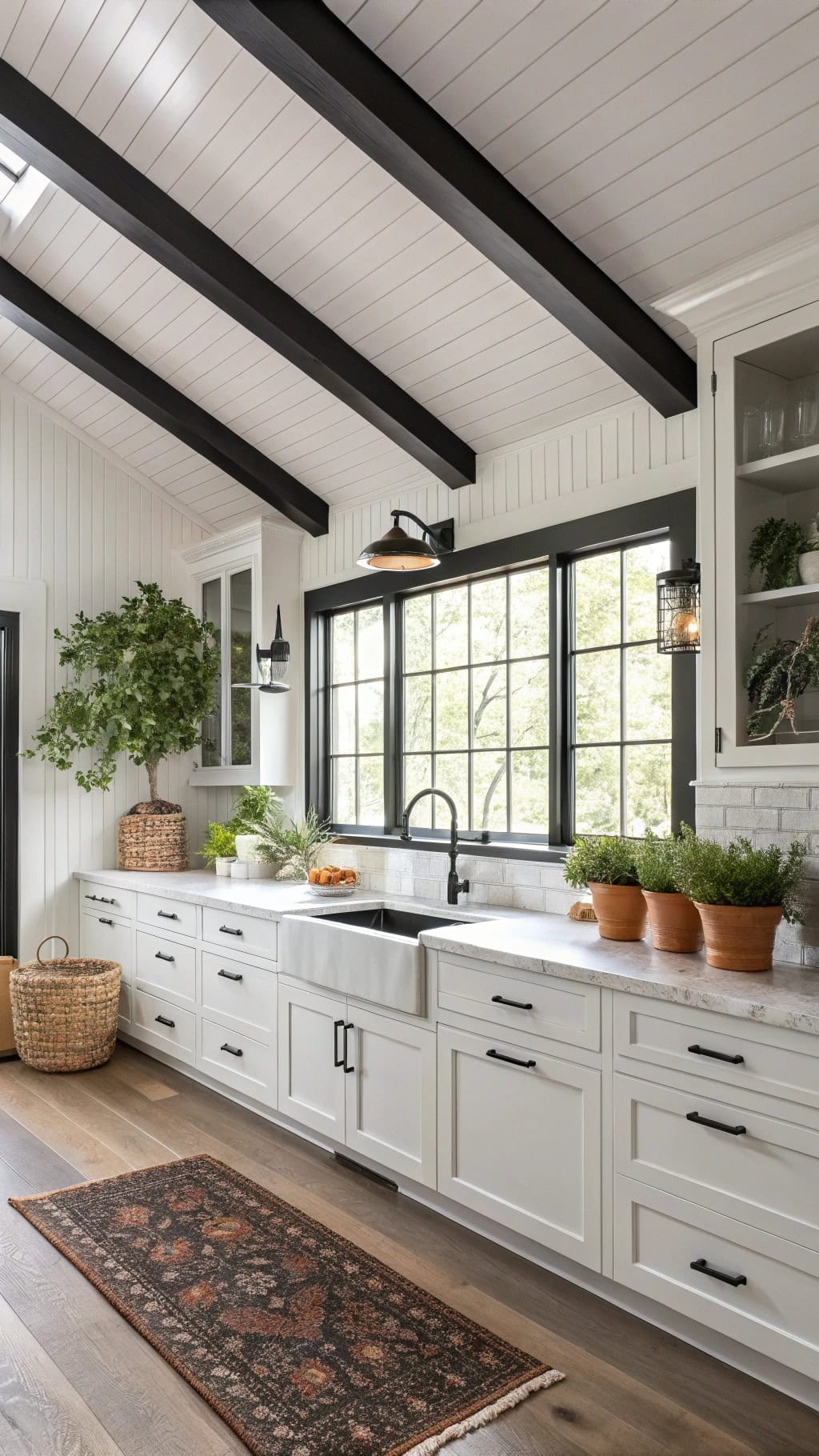 matte black ceiling beams
