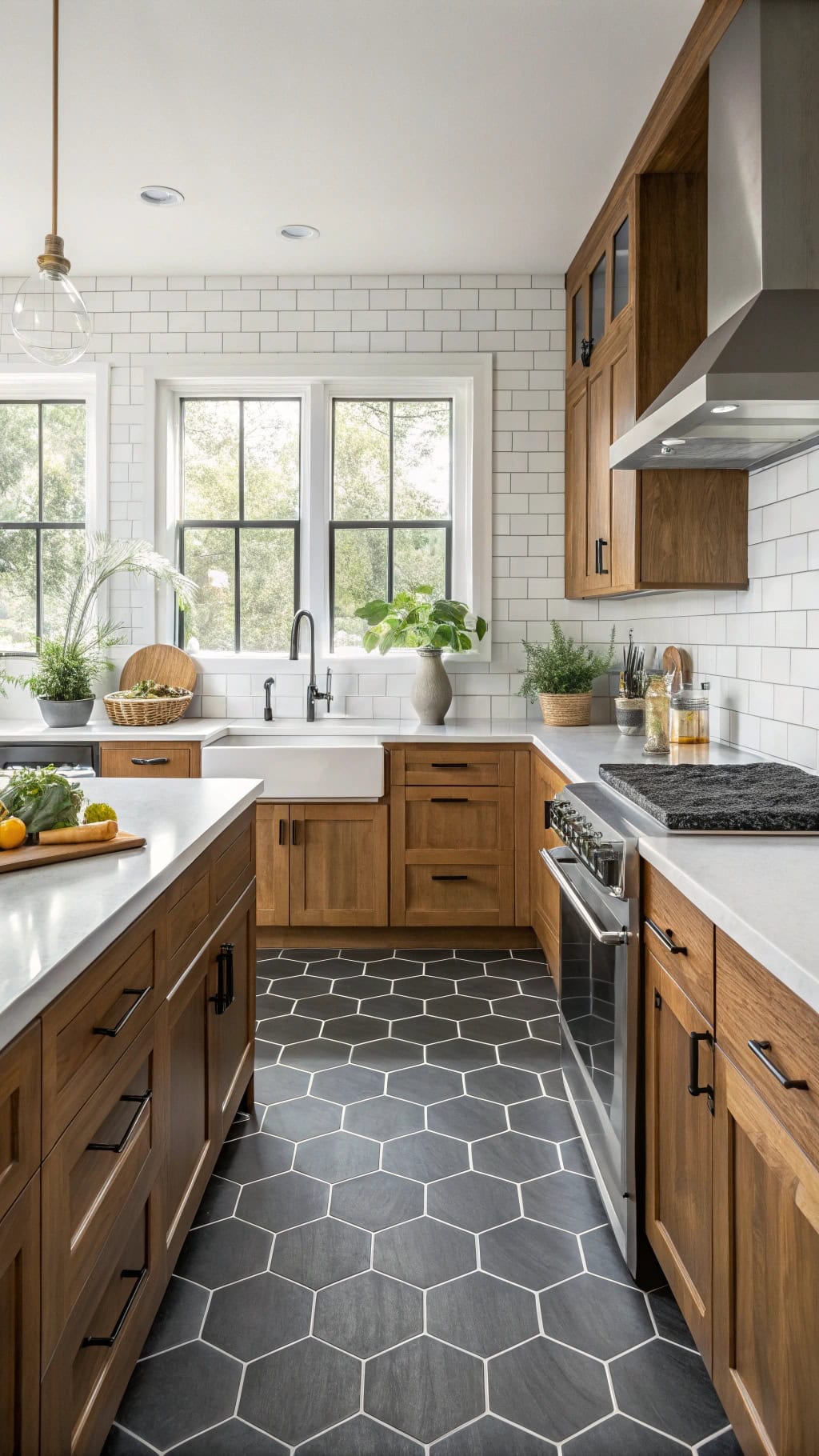 matte hexagonal floor tiles