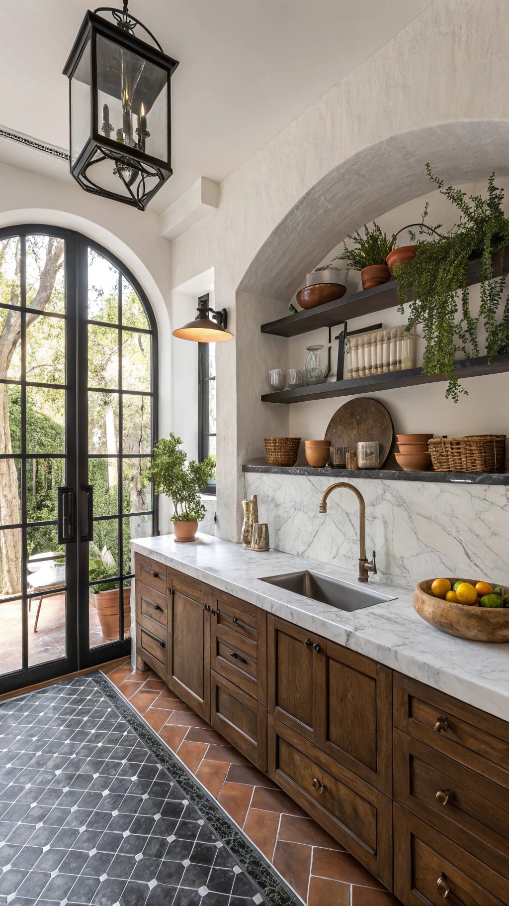 mediterranean black kitchen elegance