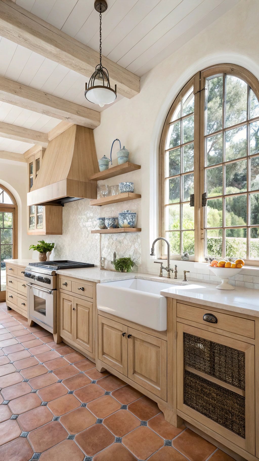 mediterranean pale pine kitchen