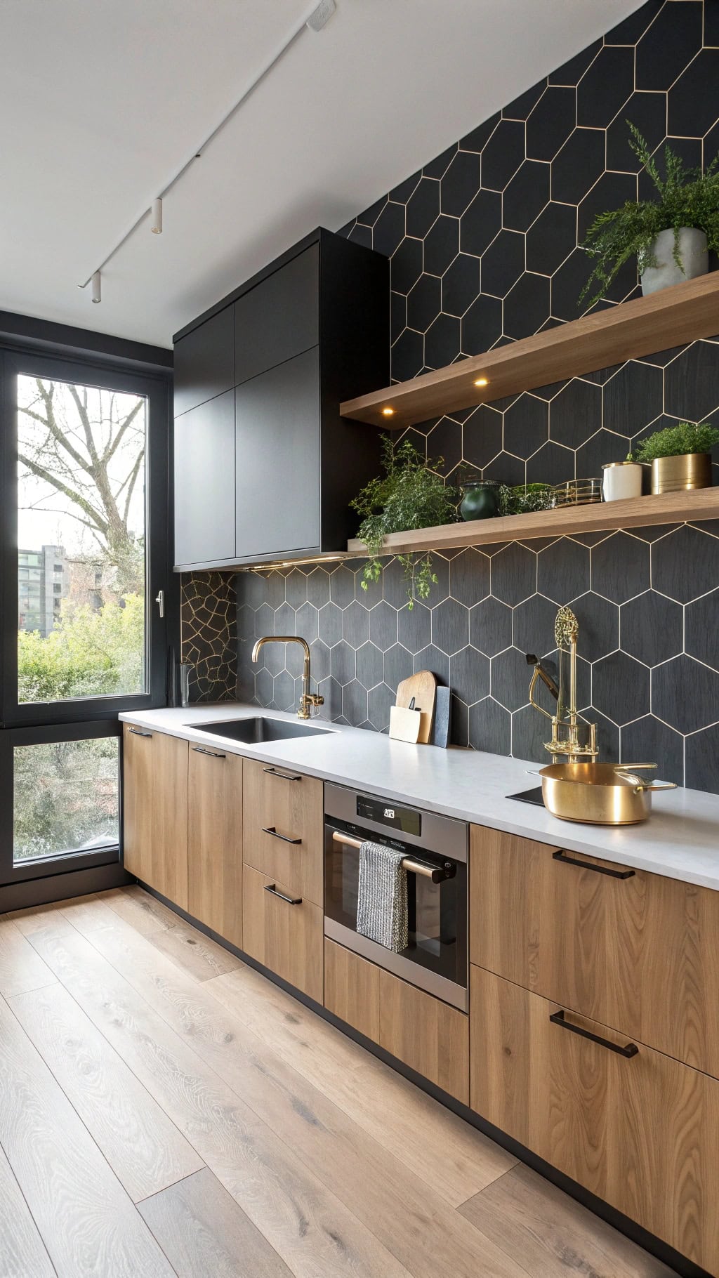 mesmerizing black hexagon tiles