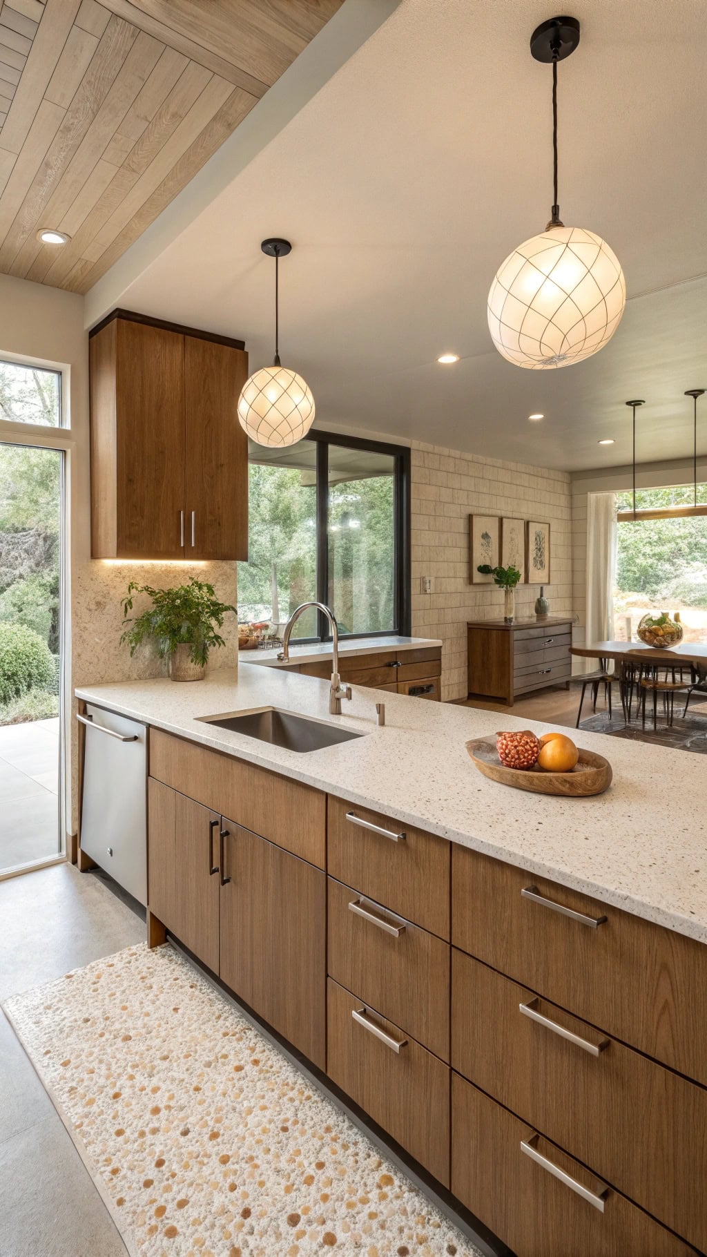 mid century modern beige kitchen