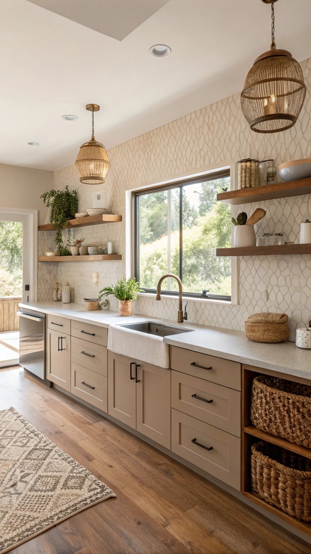 mid century modern beige kitchen