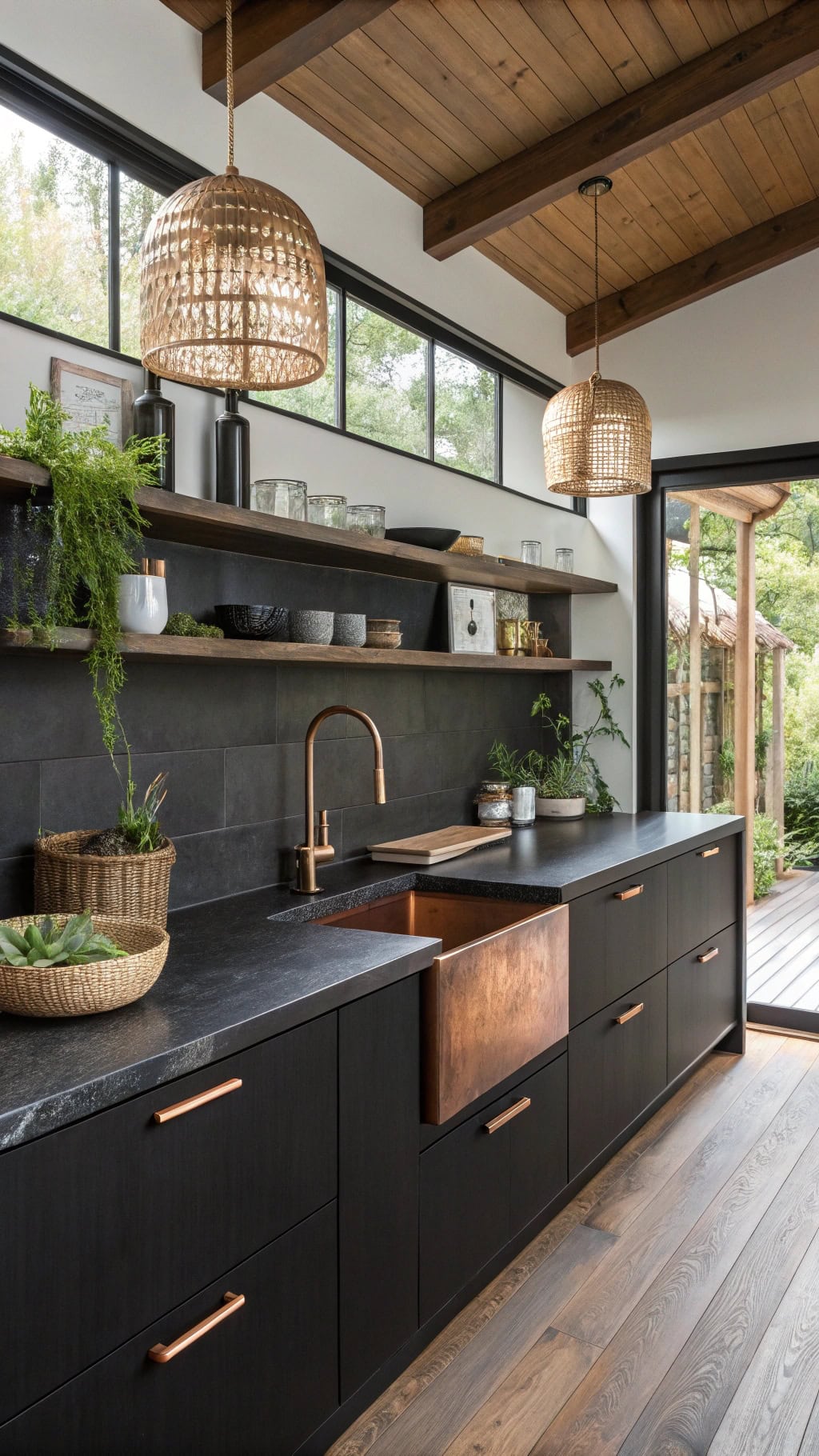minimalist copper zen kitchen