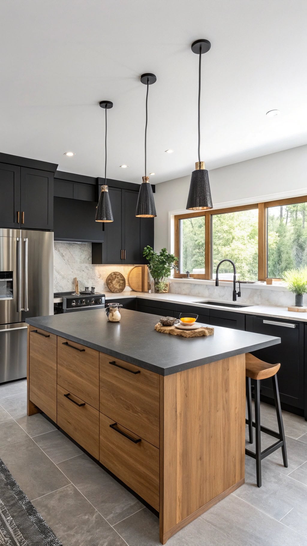 modern black and oak
