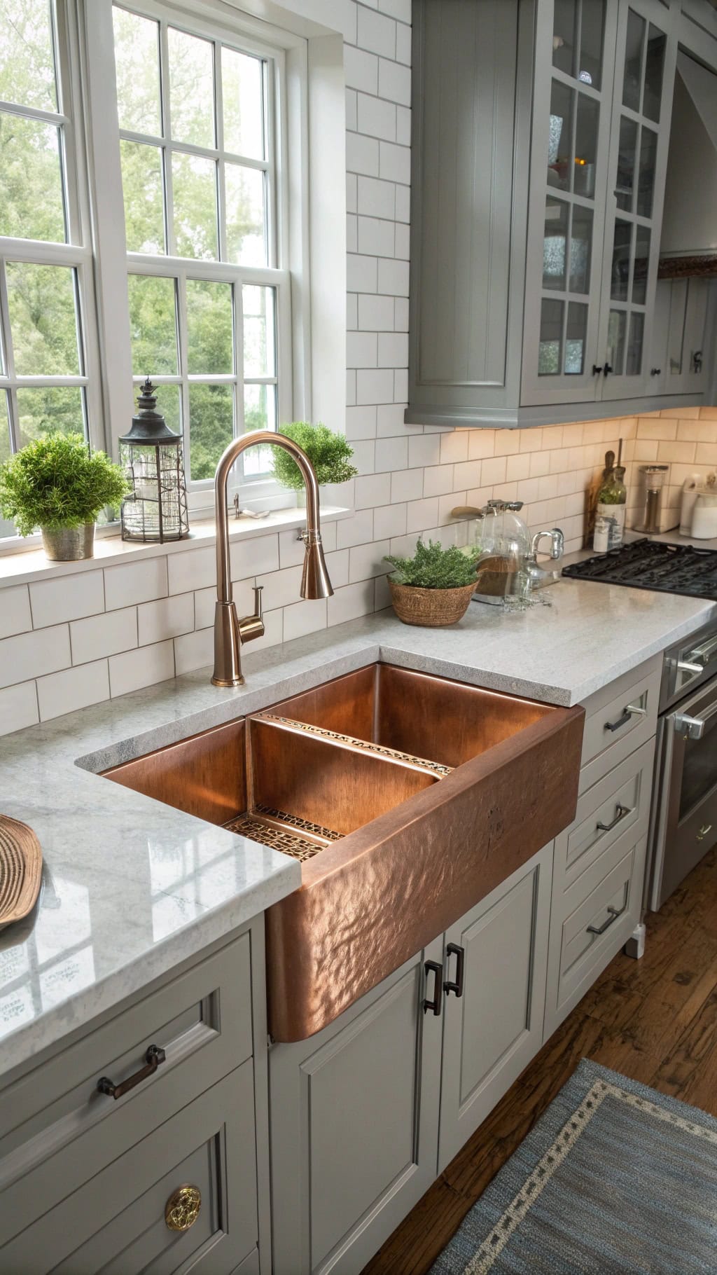 modern copper kitchen island