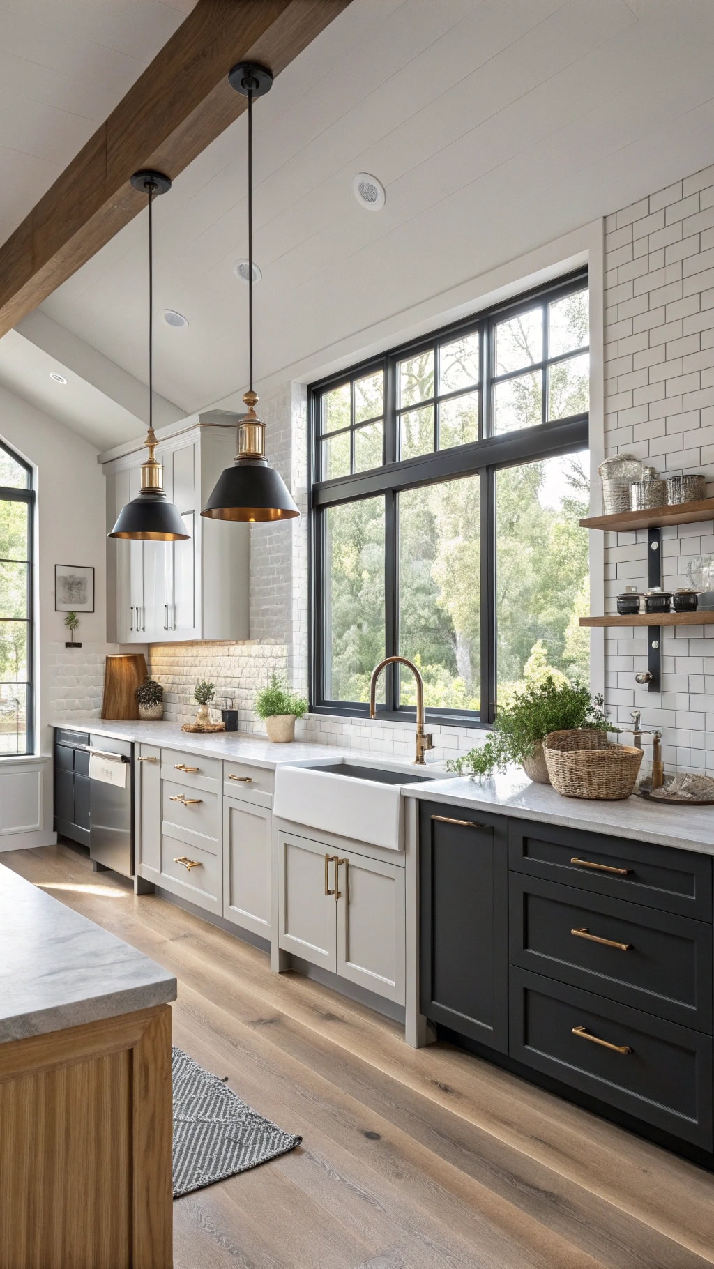 monochromatic gradient kitchen design