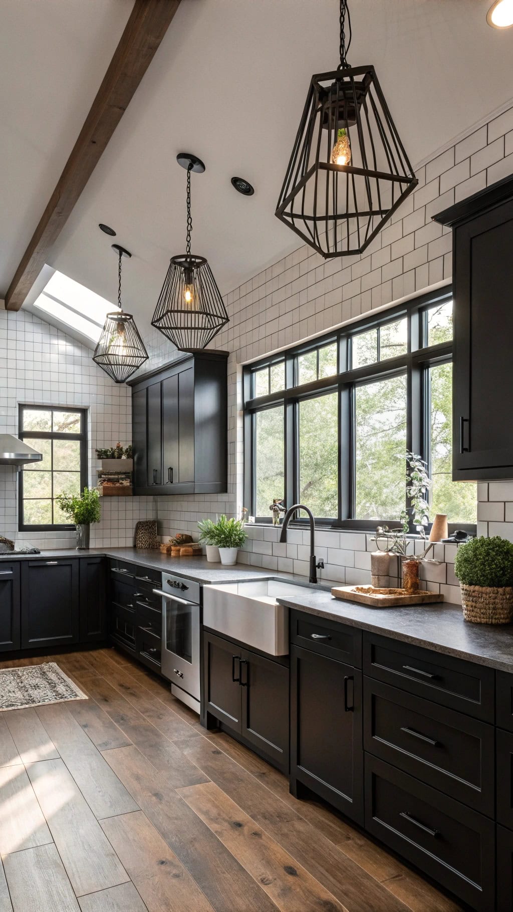 moody black steel lighting