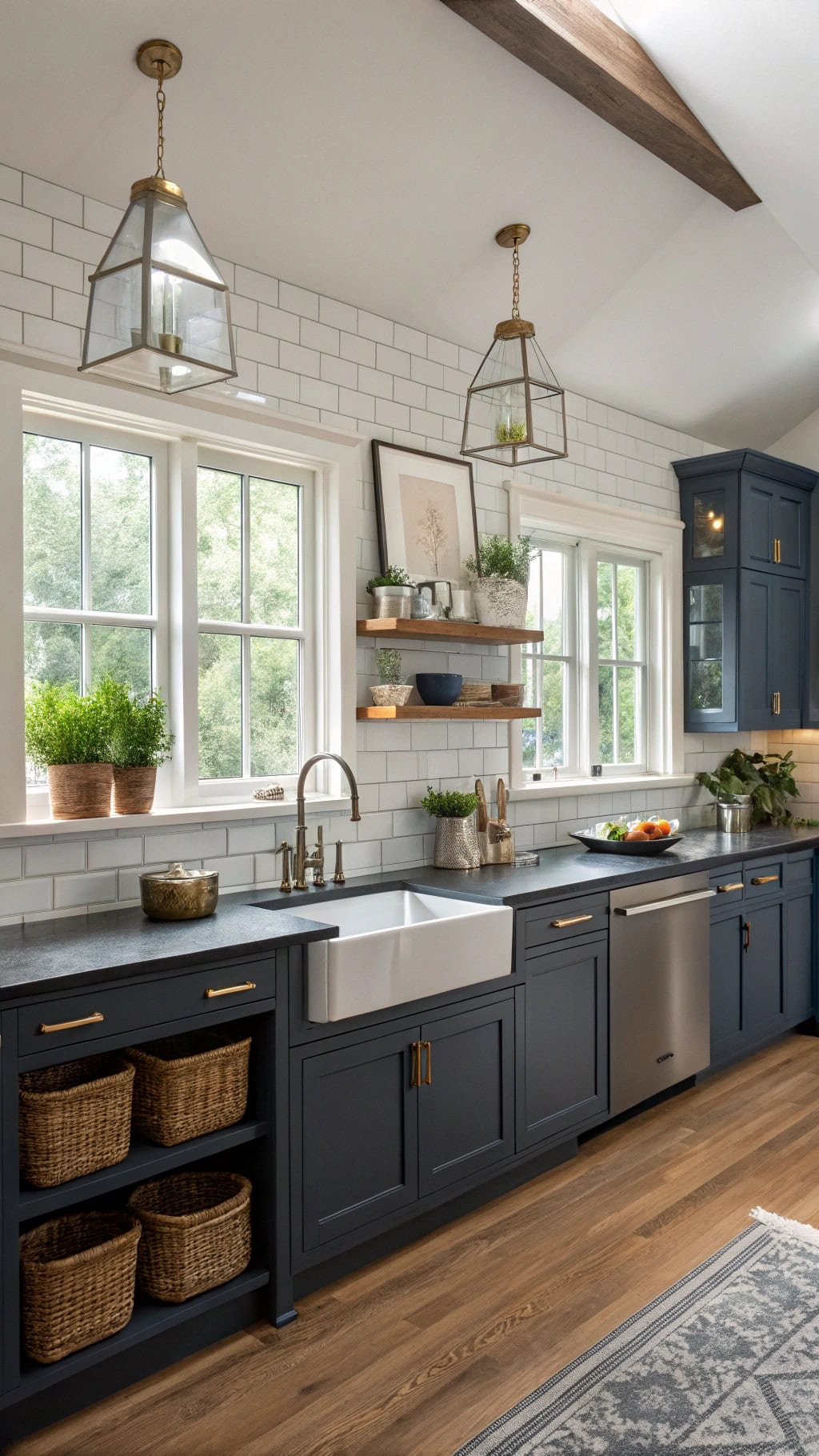 moody blue black kitchen aesthetic