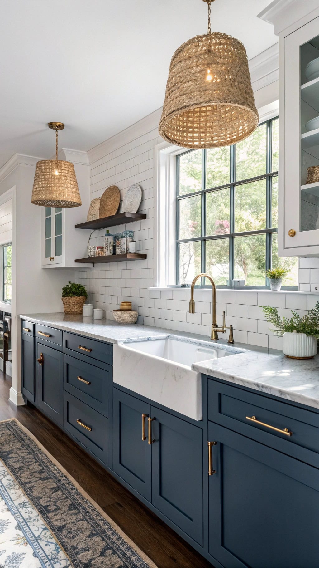 moody blue coastal kitchen
