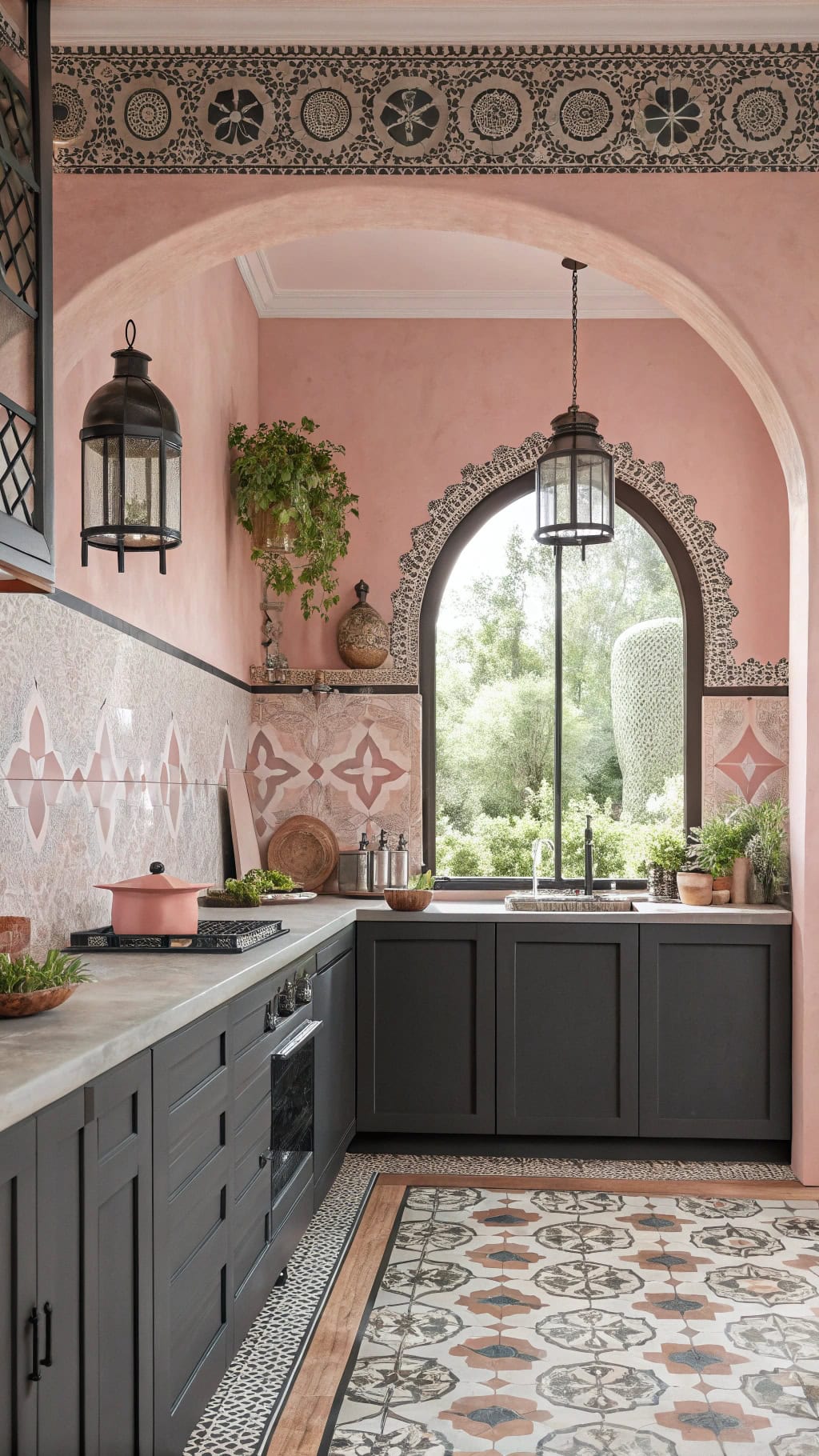 moroccan pink black elegance
