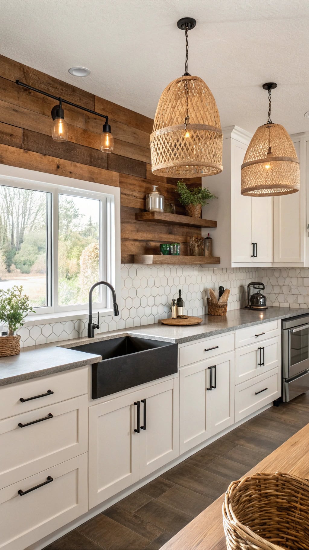 natural wood backsplash design