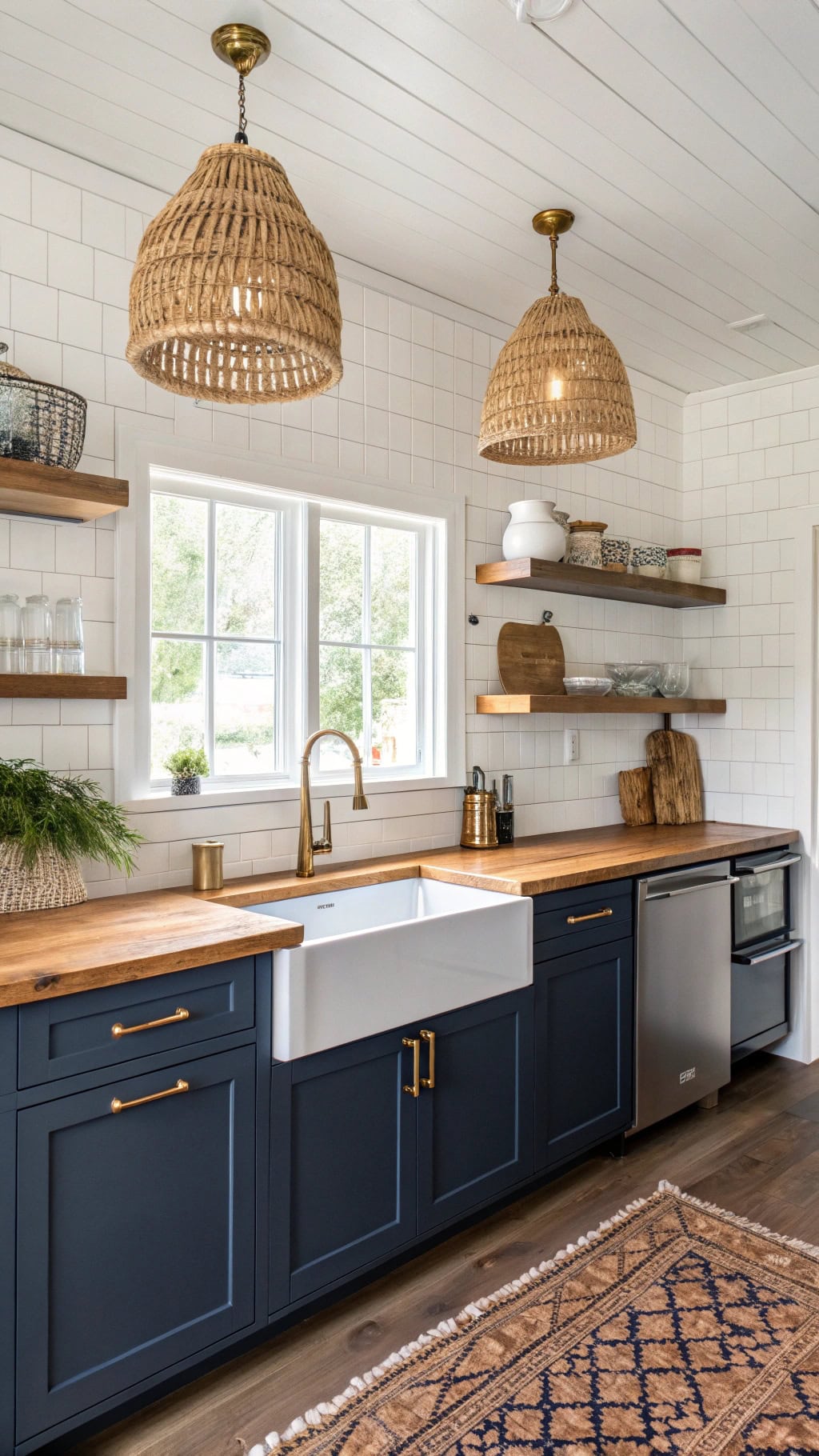 navy blue farmhouse kitchen design