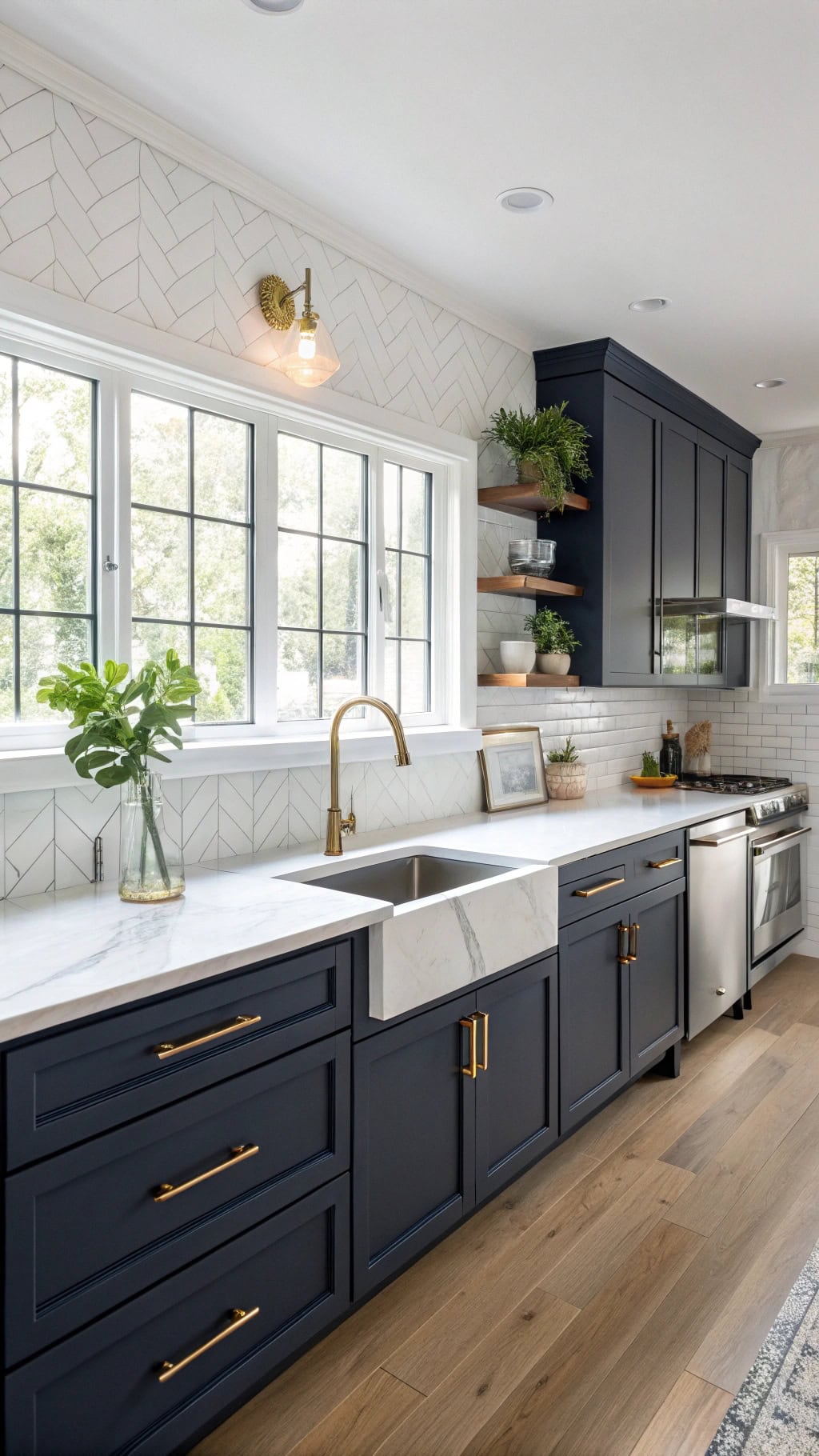navy cabinets enhance elegance