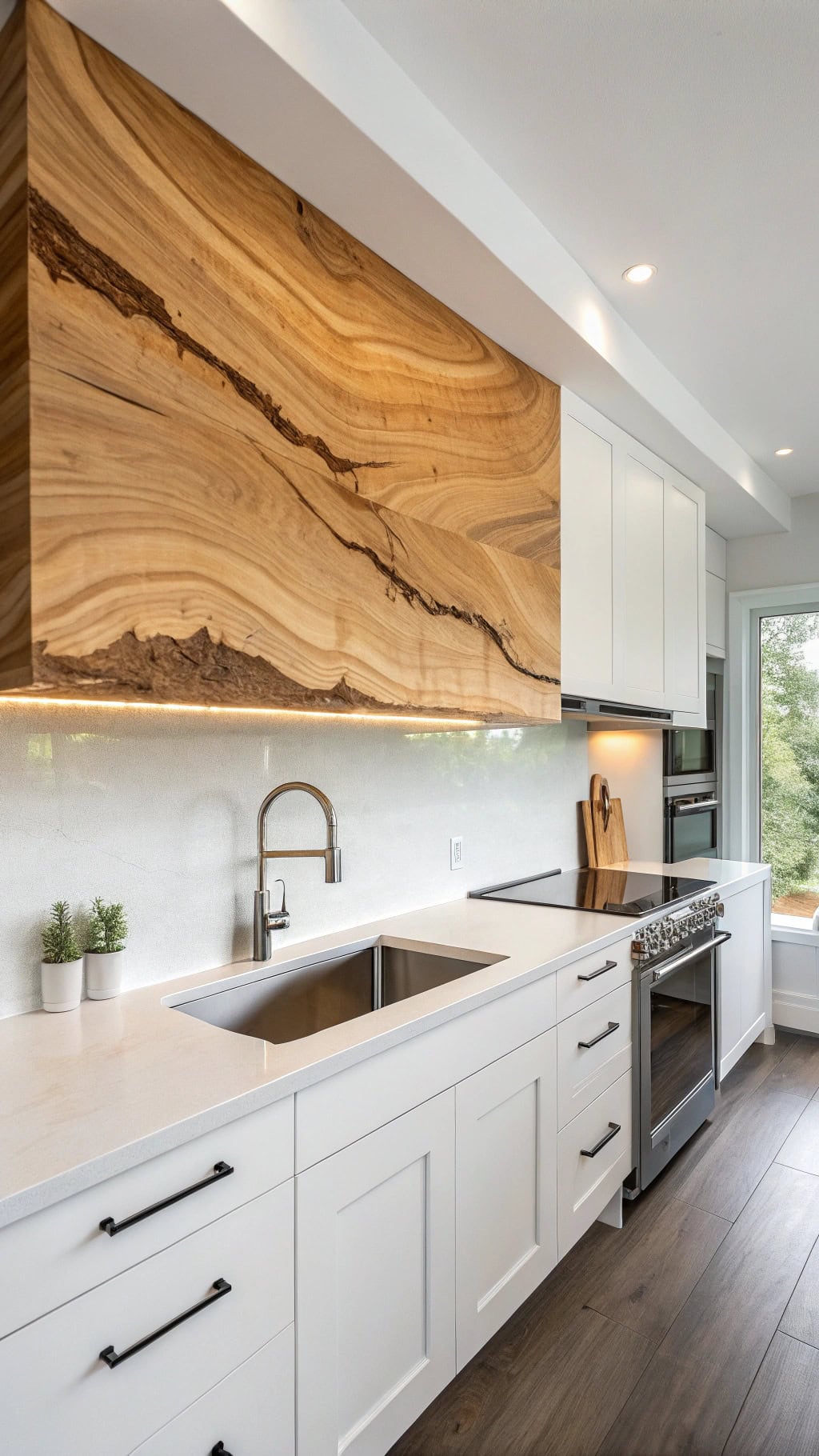organic live edge kitchen backsplash