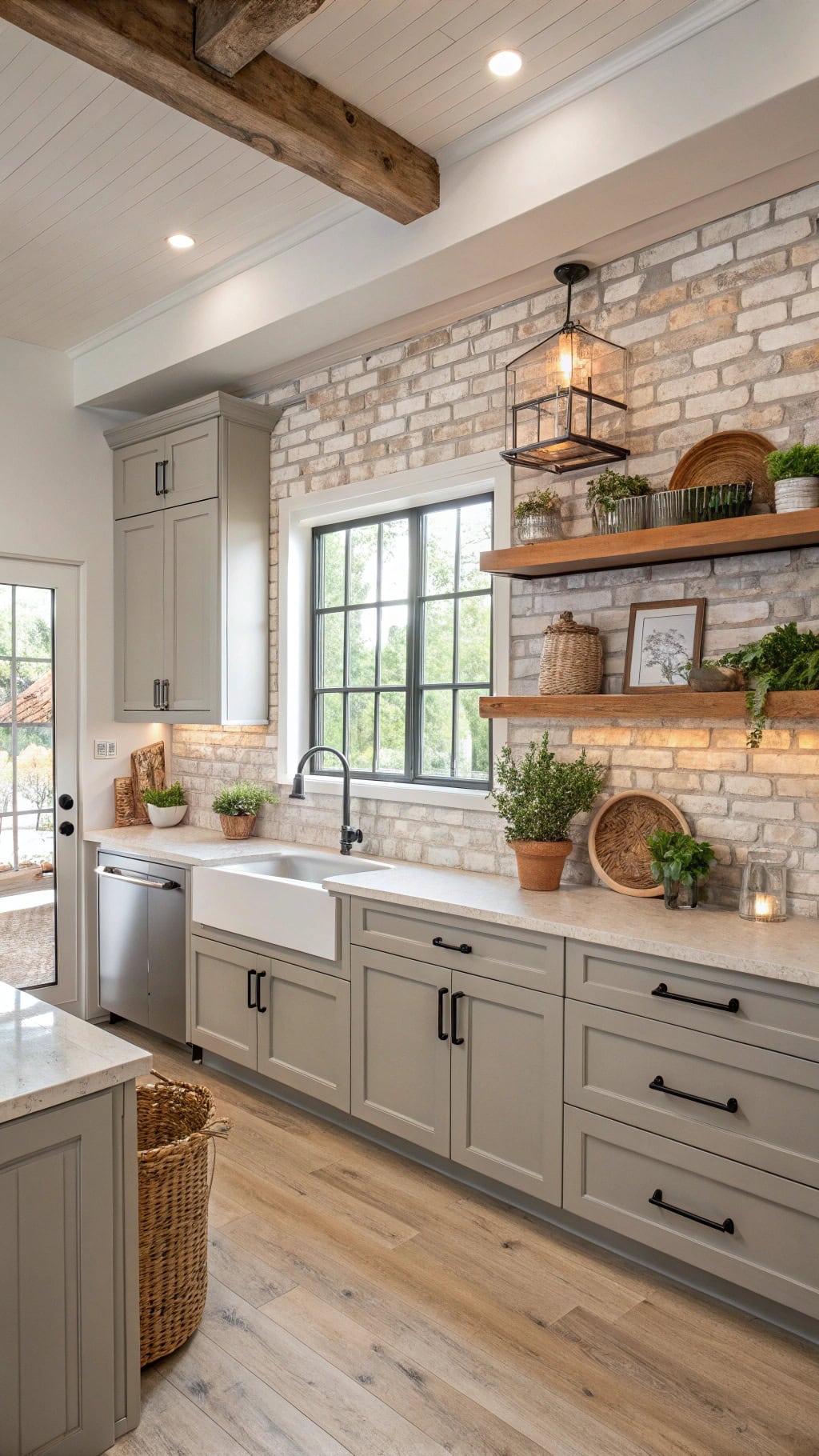 painted brick accent wall