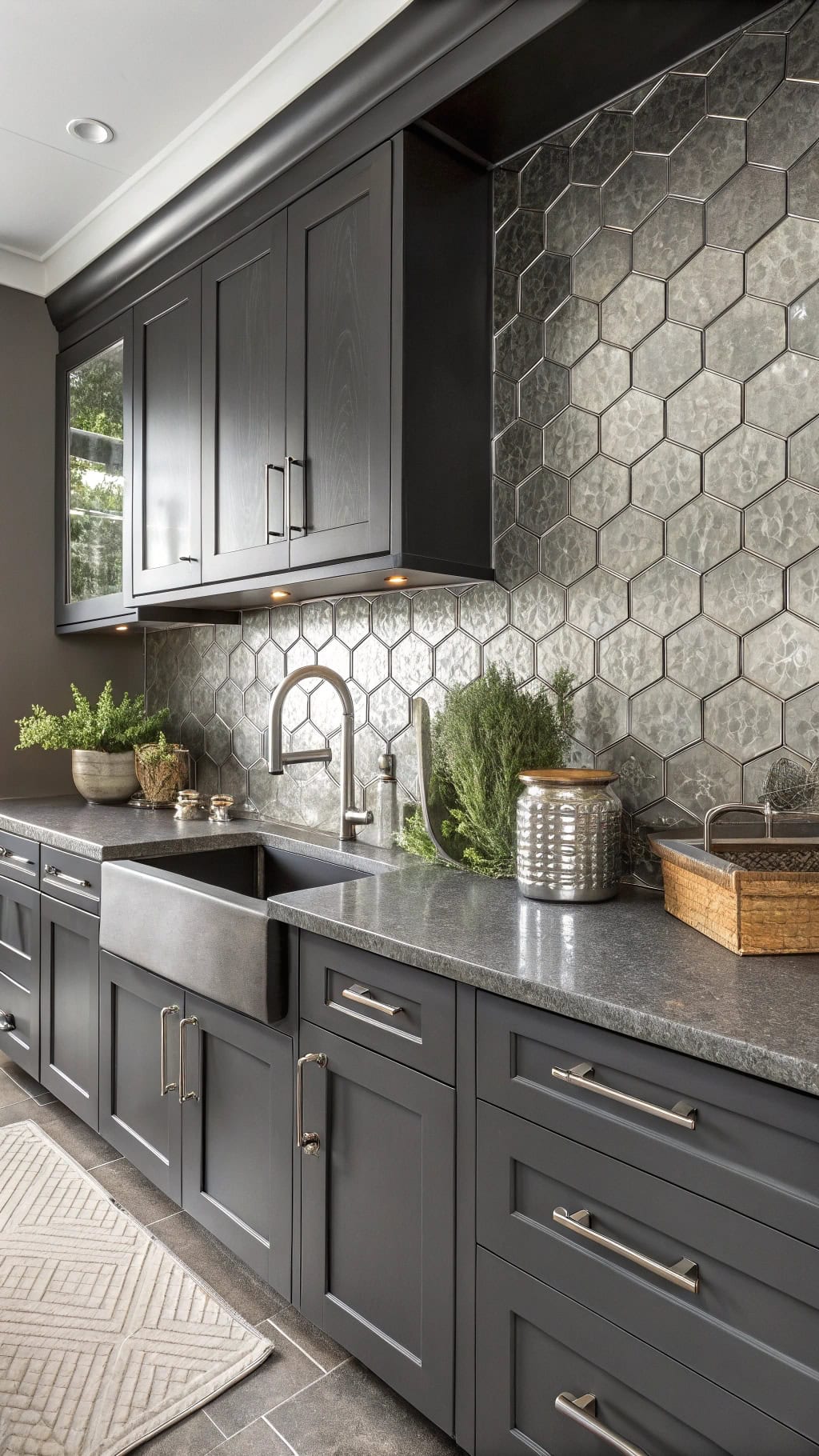 pewter tiles for kitchen elegance