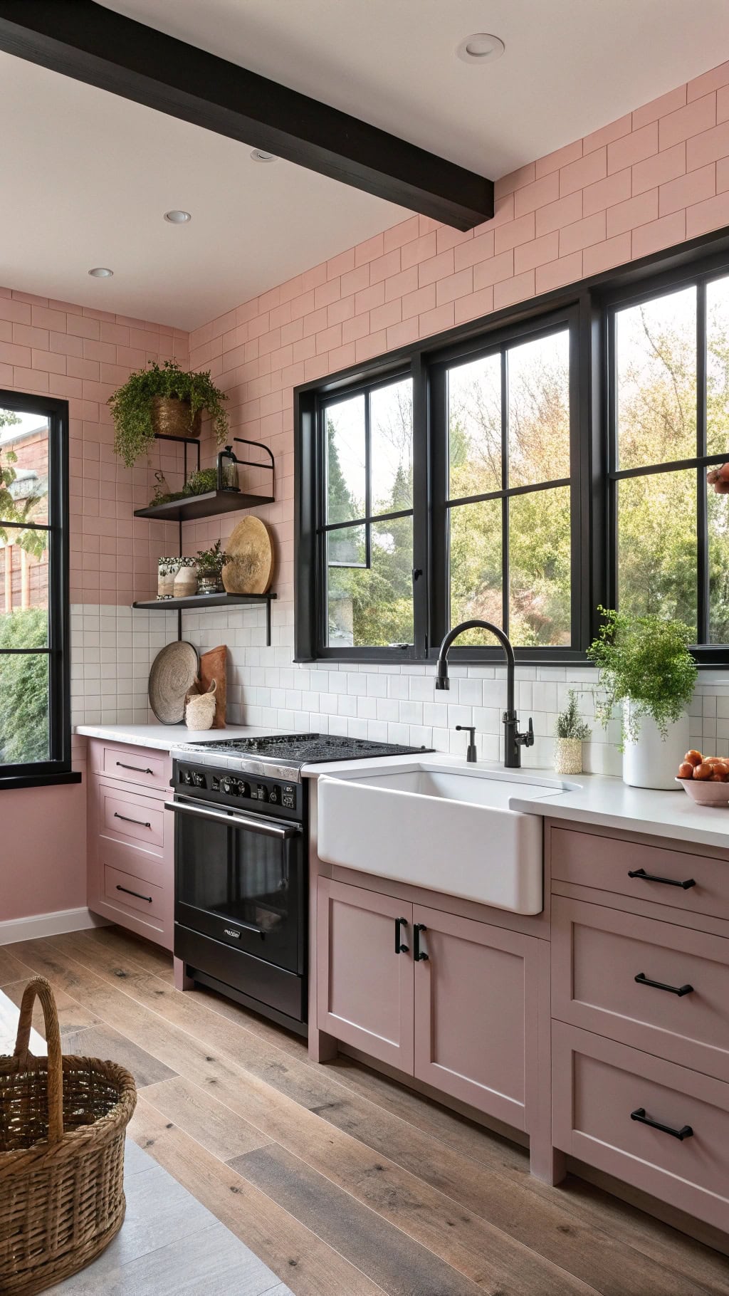 pink walls black hardware
