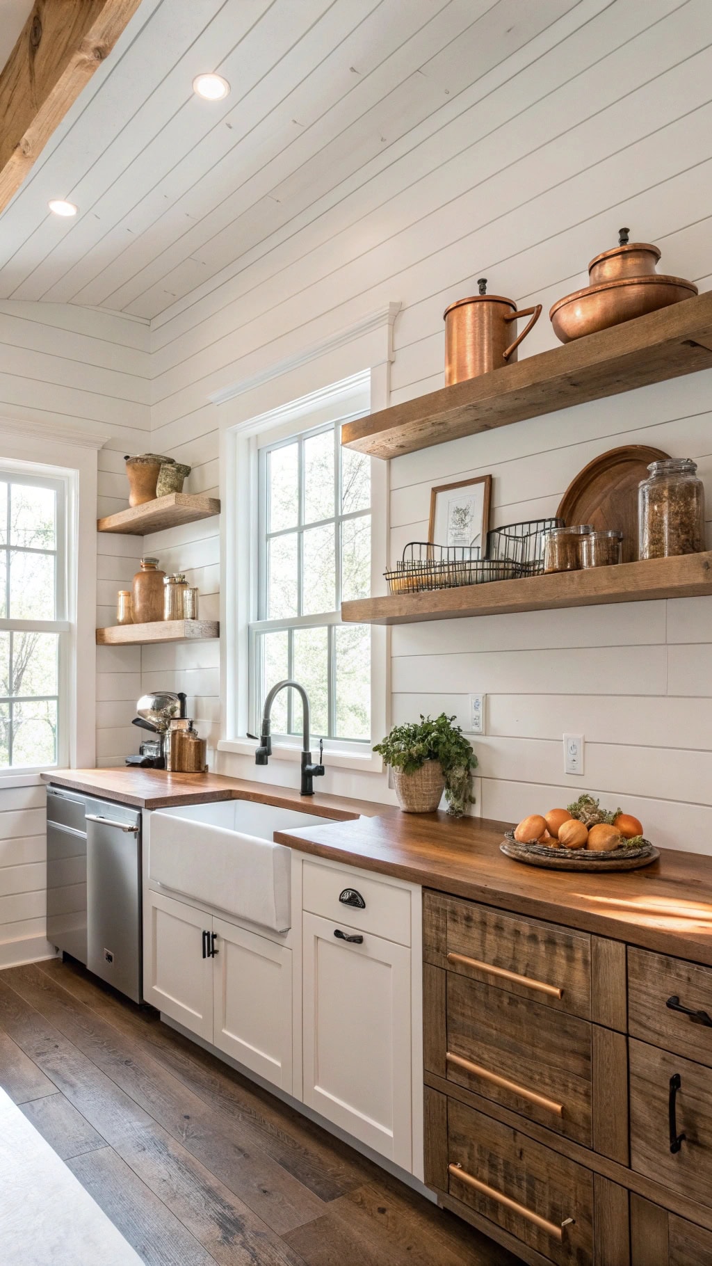 reclaimed cypress floating shelves