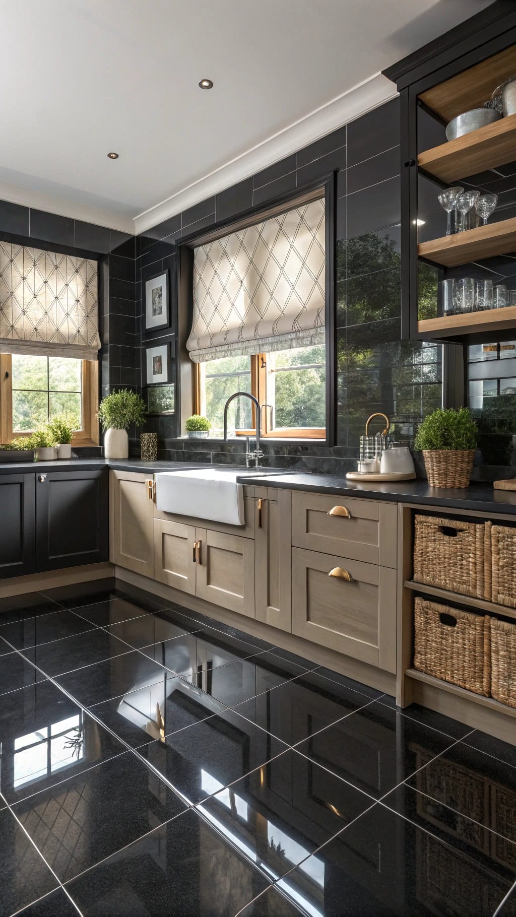 reflective black tile elegance
