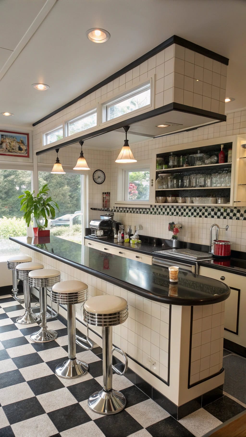 retro diner kitchen vibes