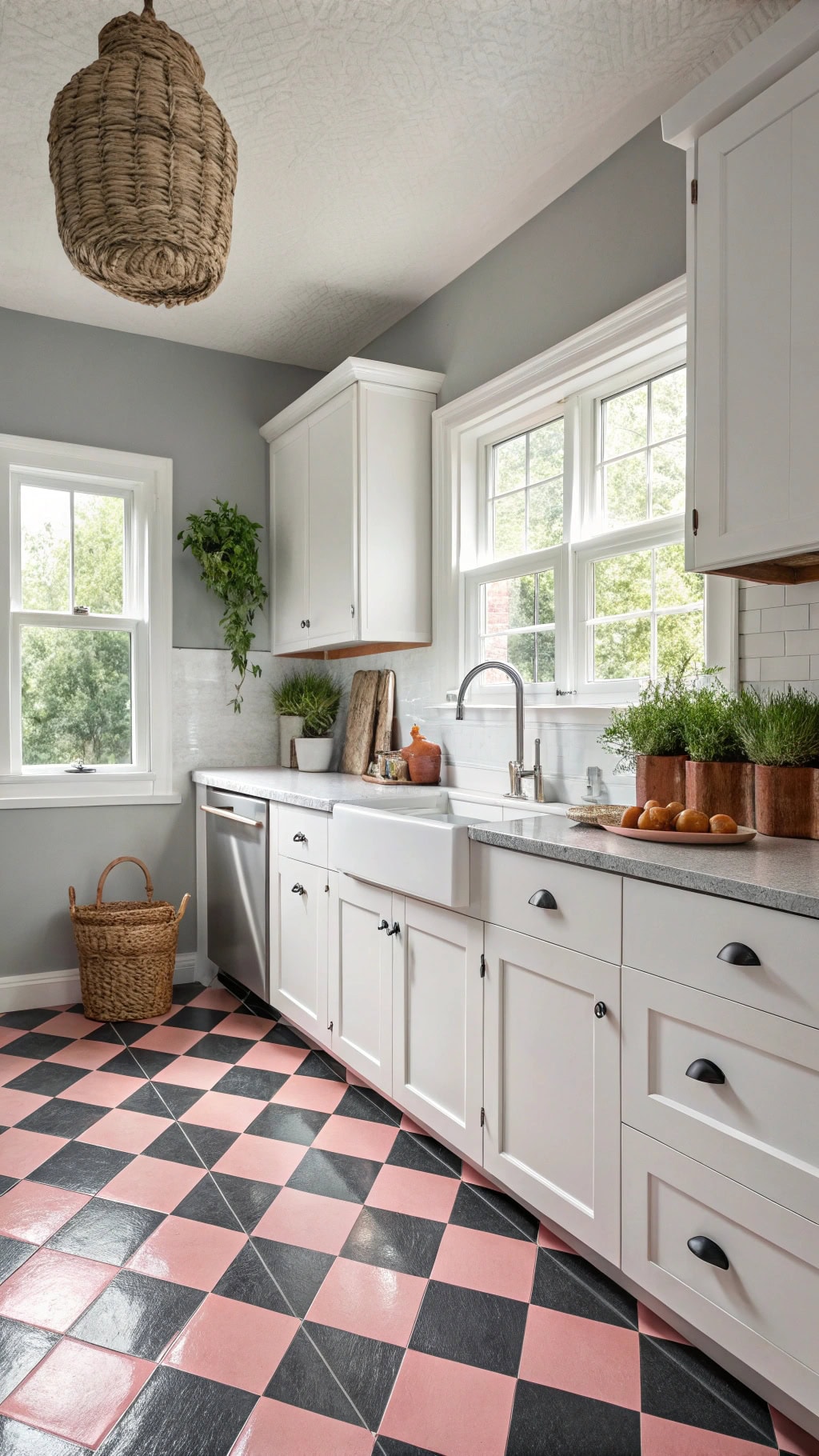 retro pink black flooring