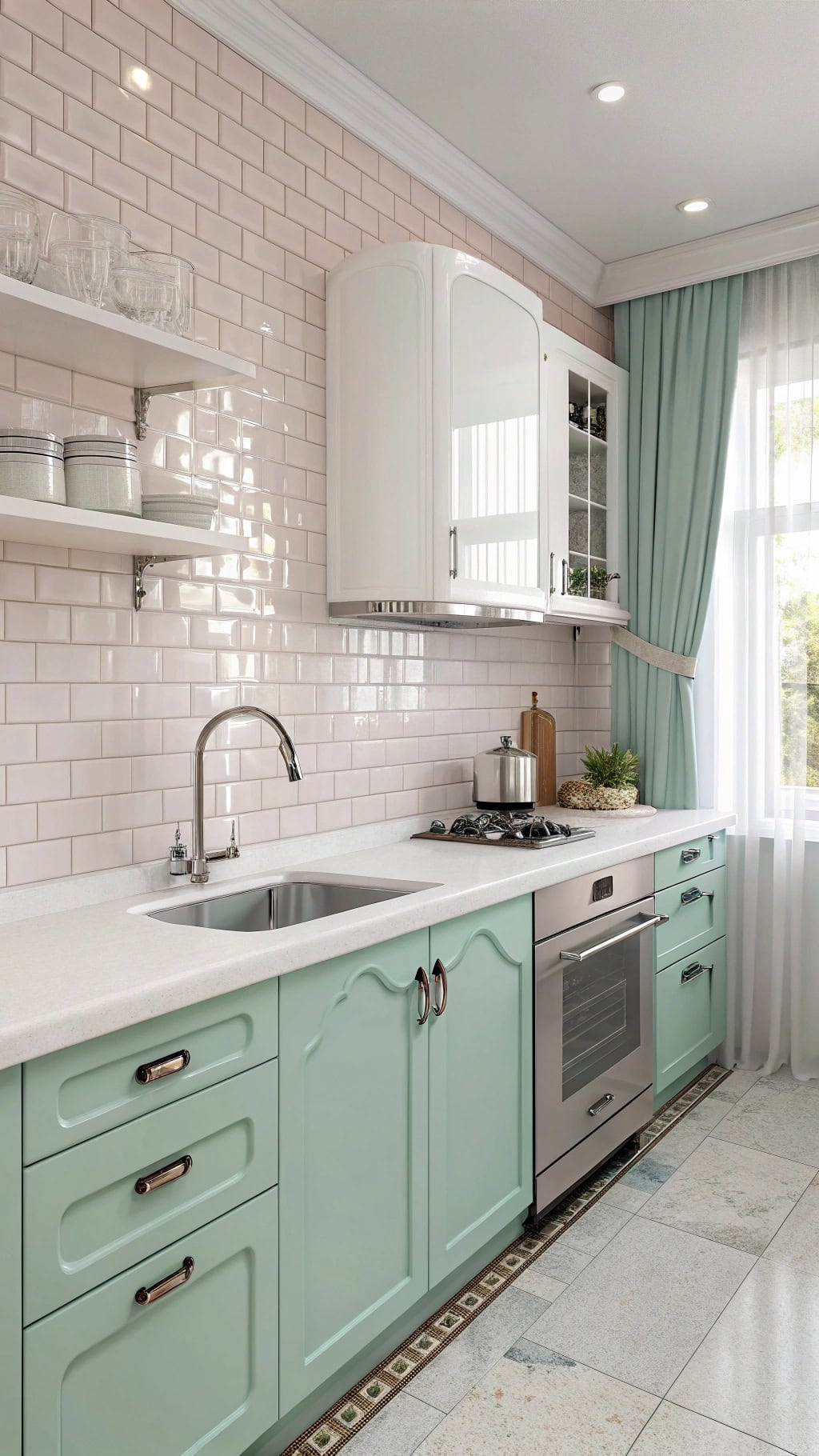 retro pink kitchen charm