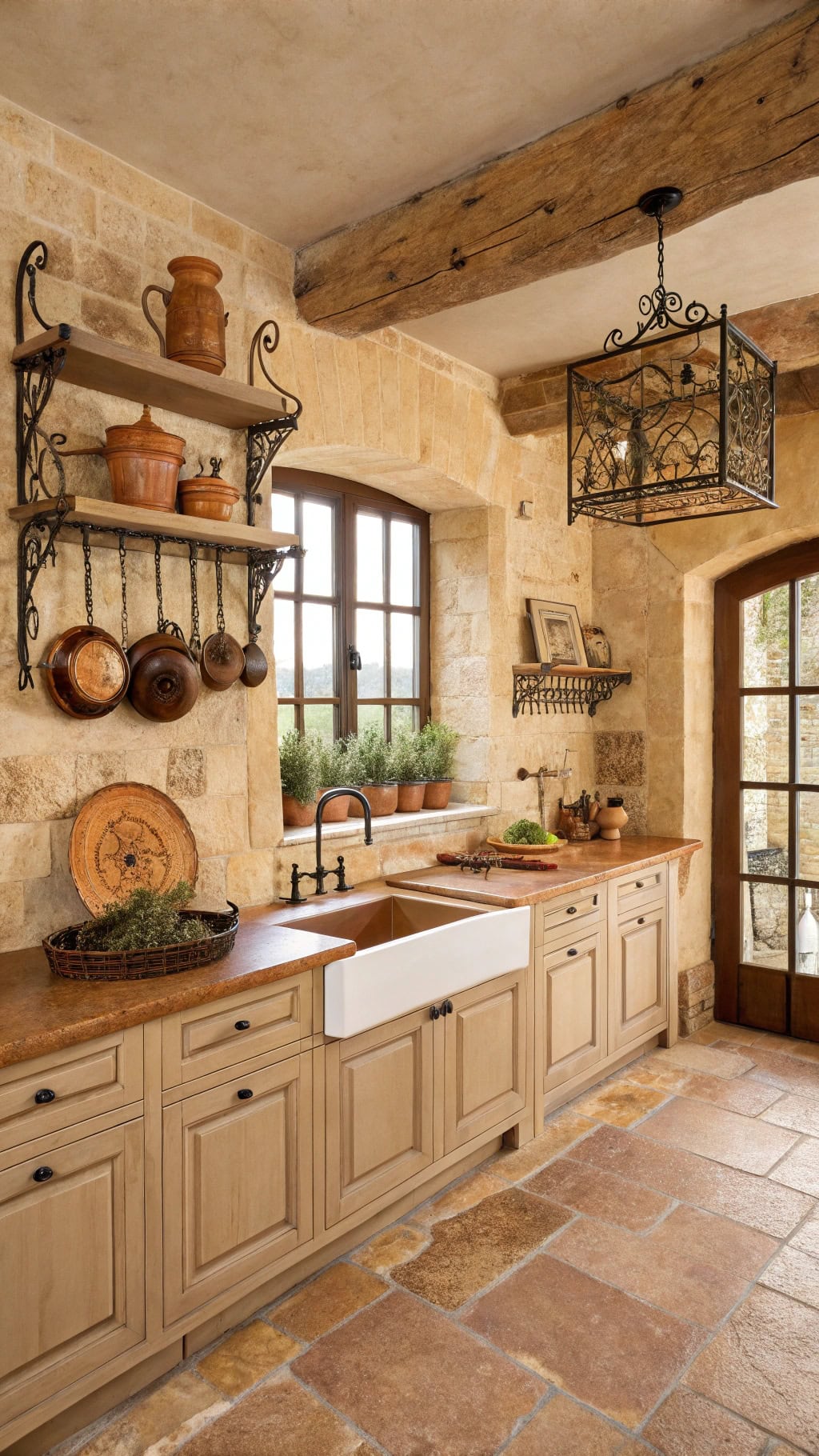 rustic beige travertine tiles
