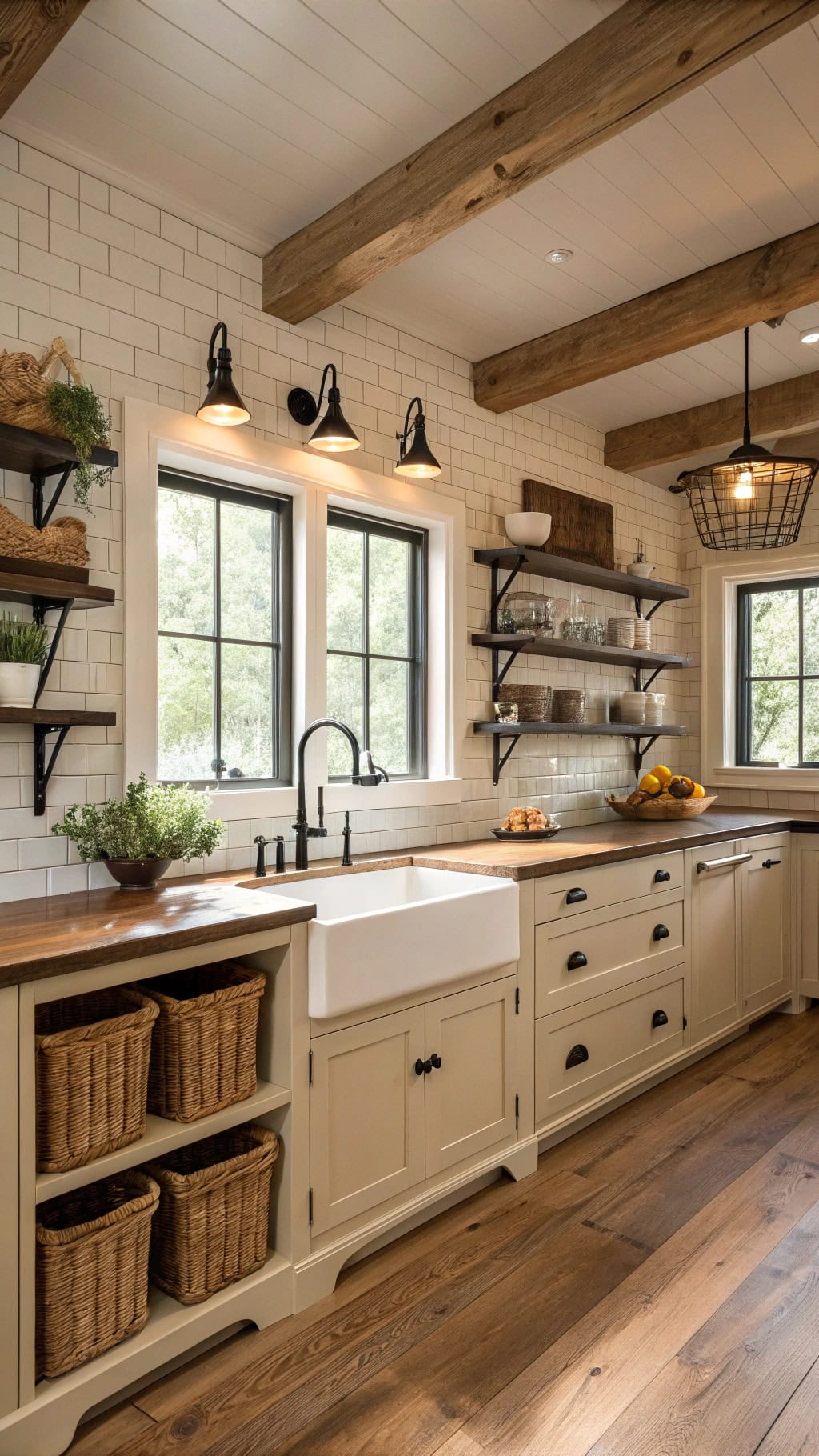 rustic beige wood island