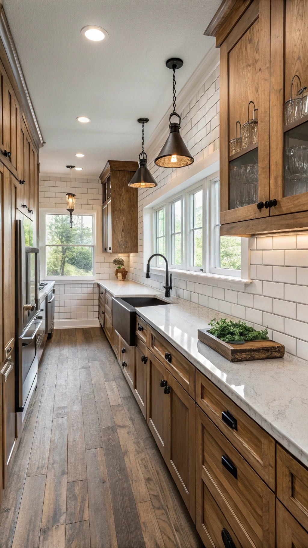 rustic galley kitchen charm