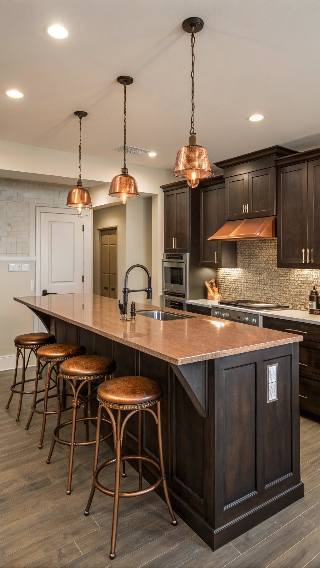 rustic luxury copper island