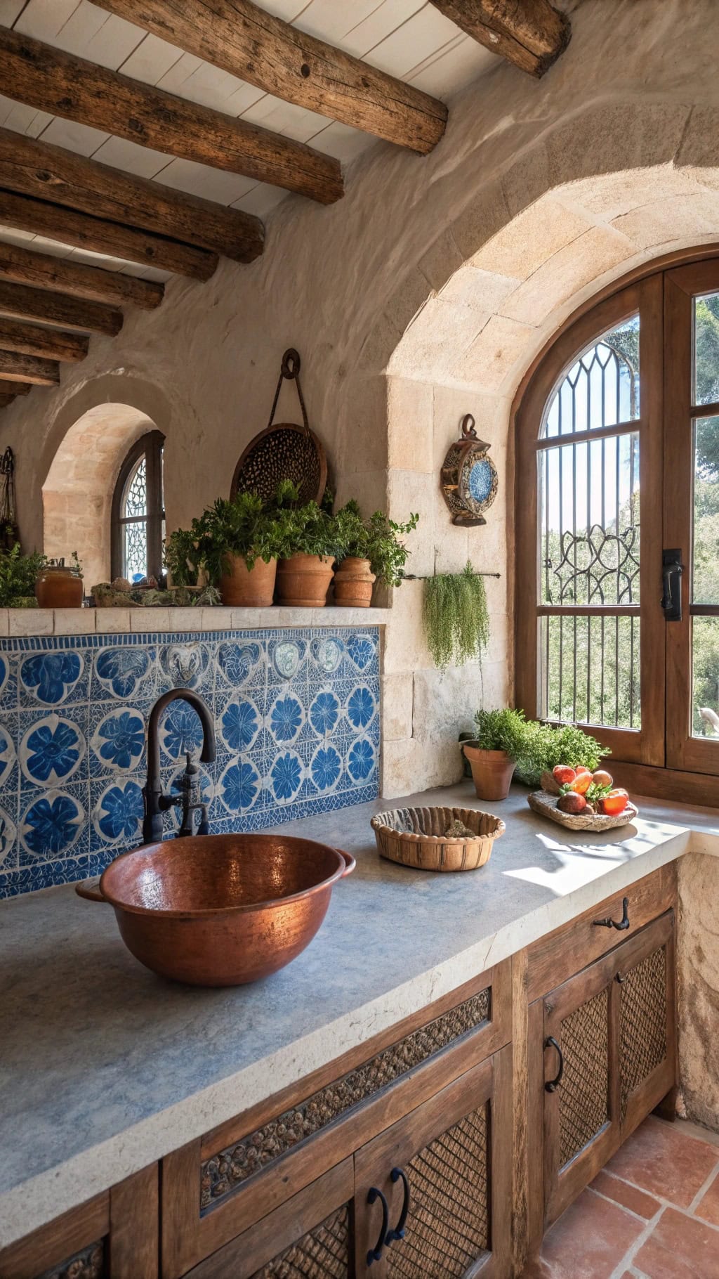 rustic mediterranean sink design