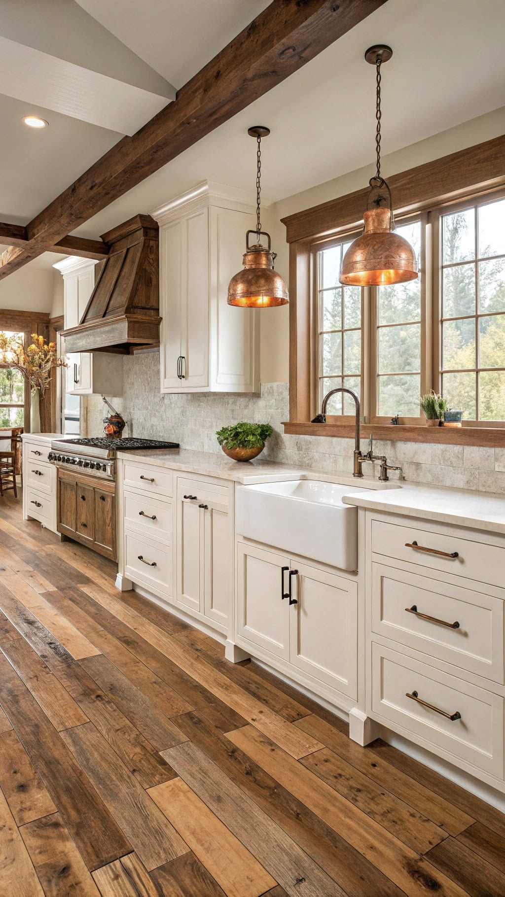 rustic mixed width hickory flooring