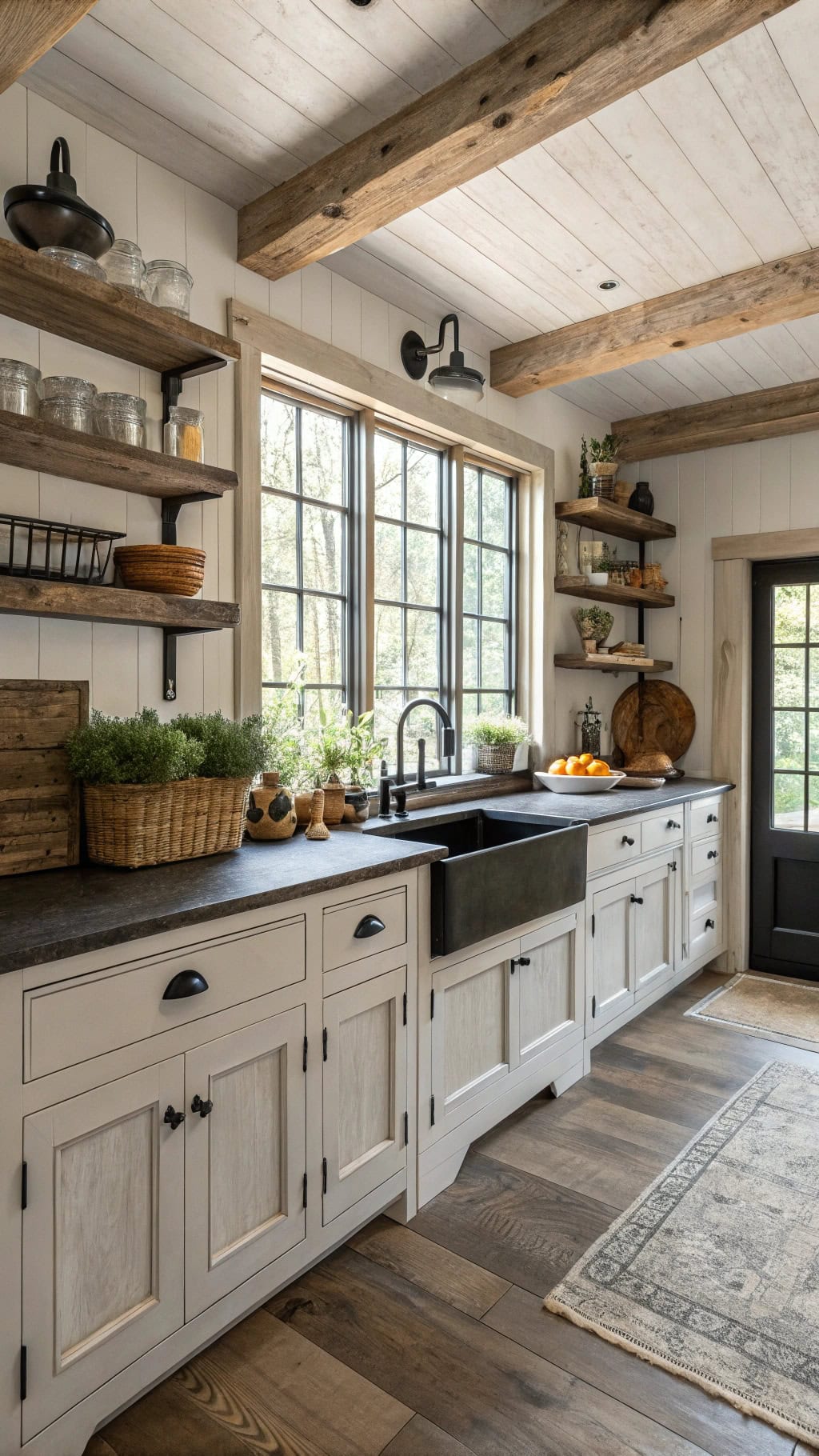 rustic oak and black