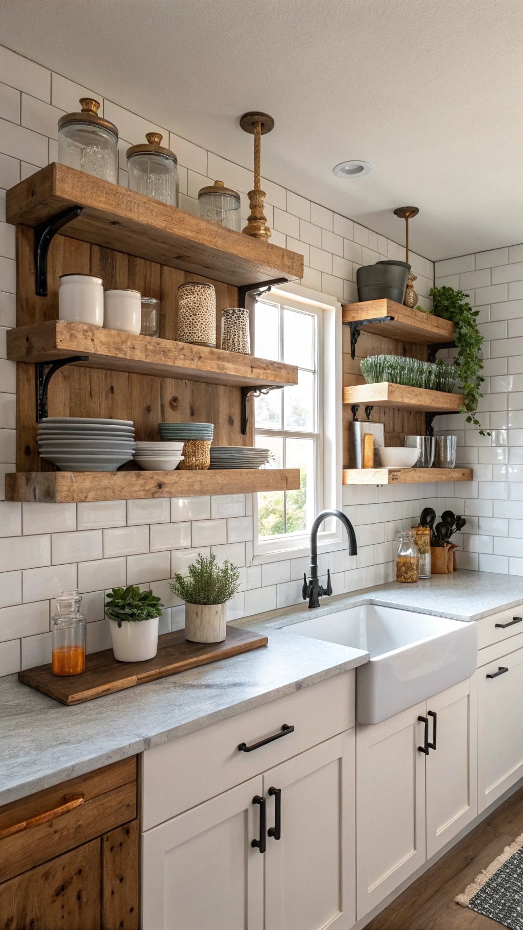 rustic open shelving charm