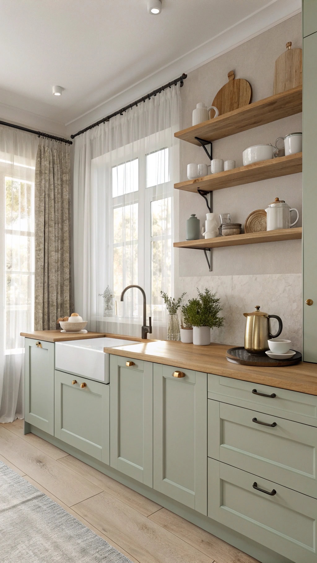 sage toned scandinavian kitchen design