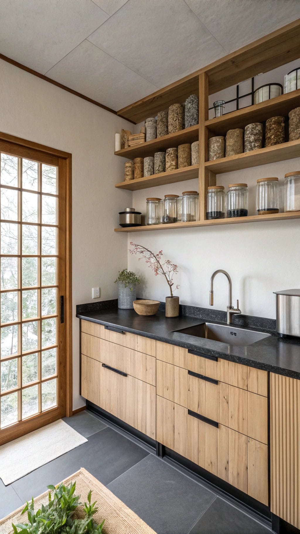 serene japanese tea storage