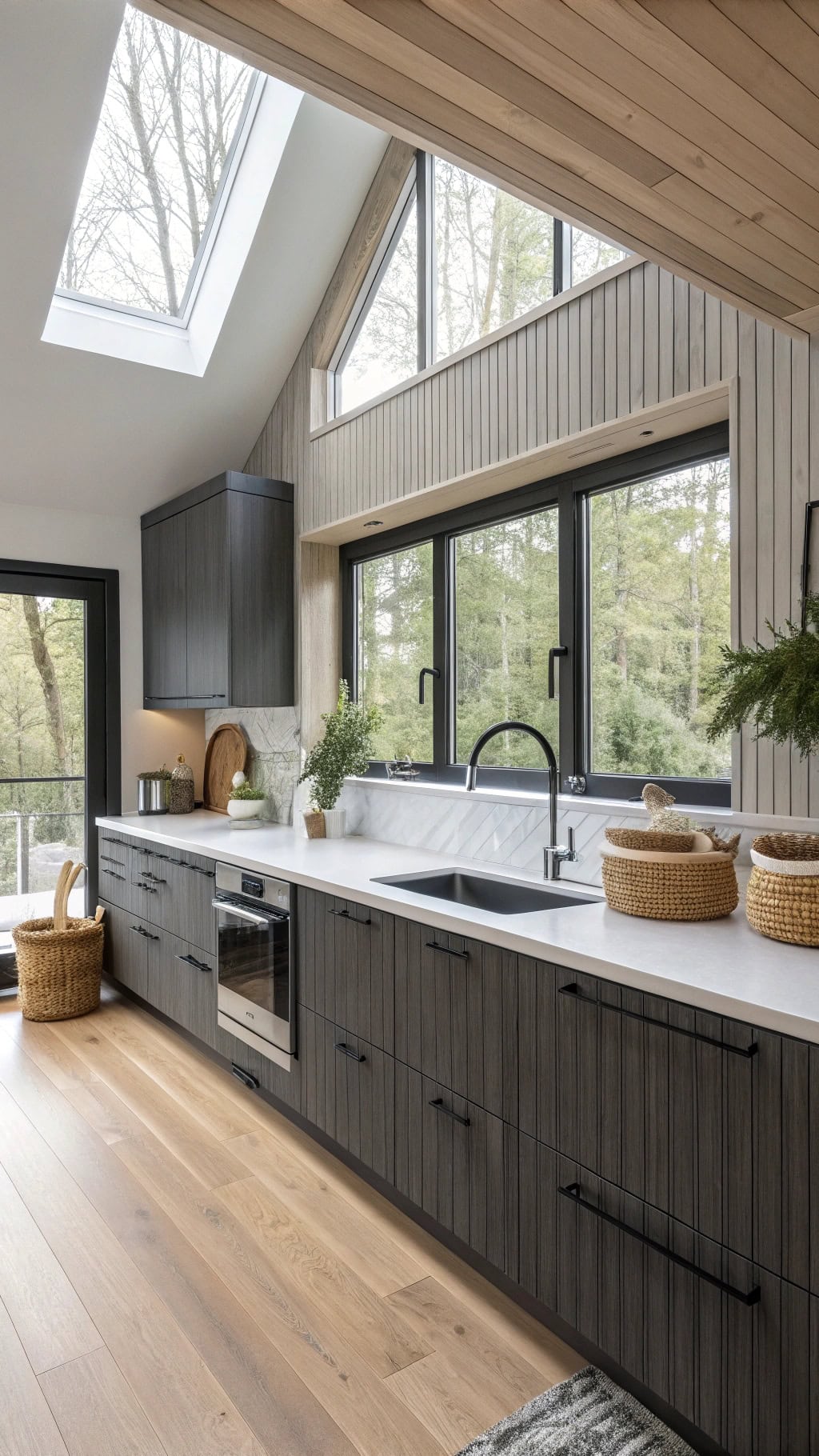 slatted wood cabinet trend