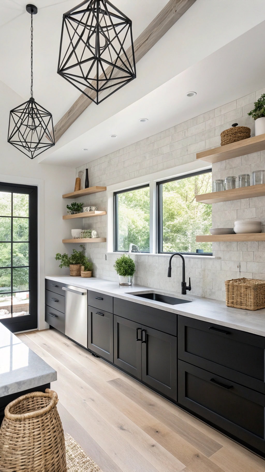 sleek black and oak