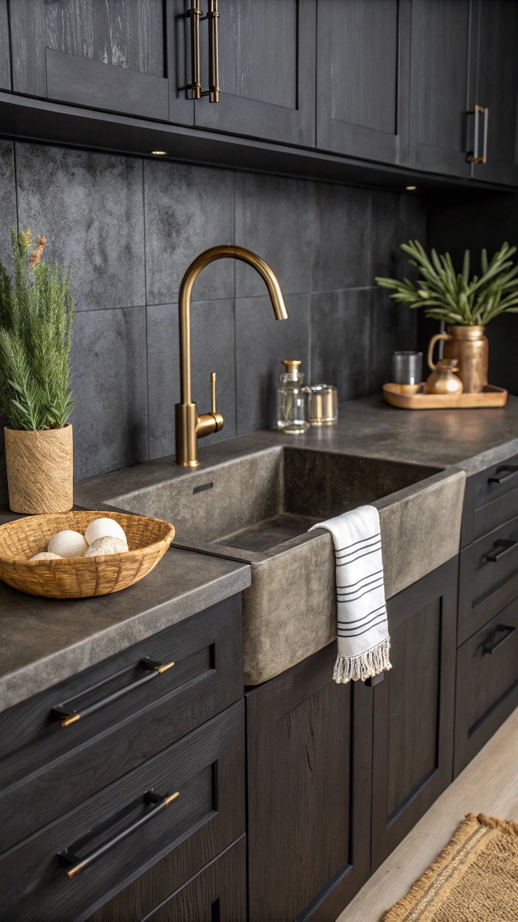 sleek black concrete sinks