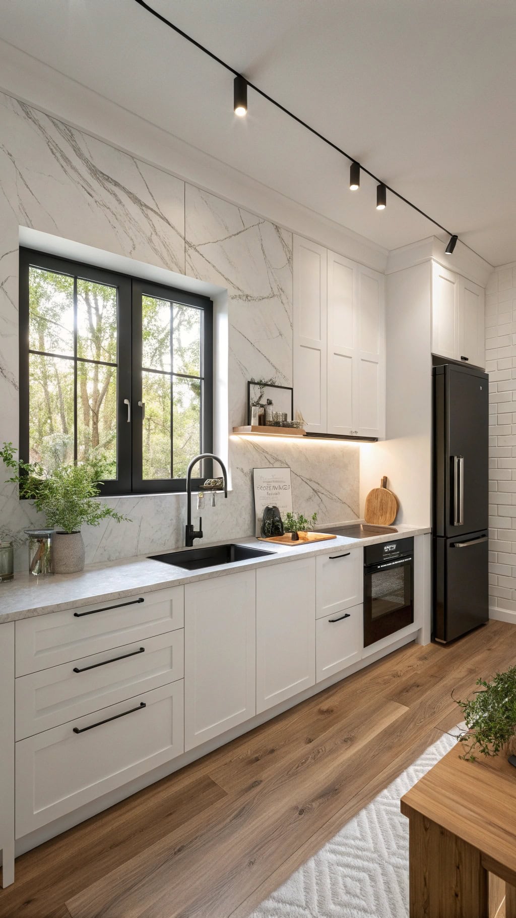 sleek black minimalist kitchen