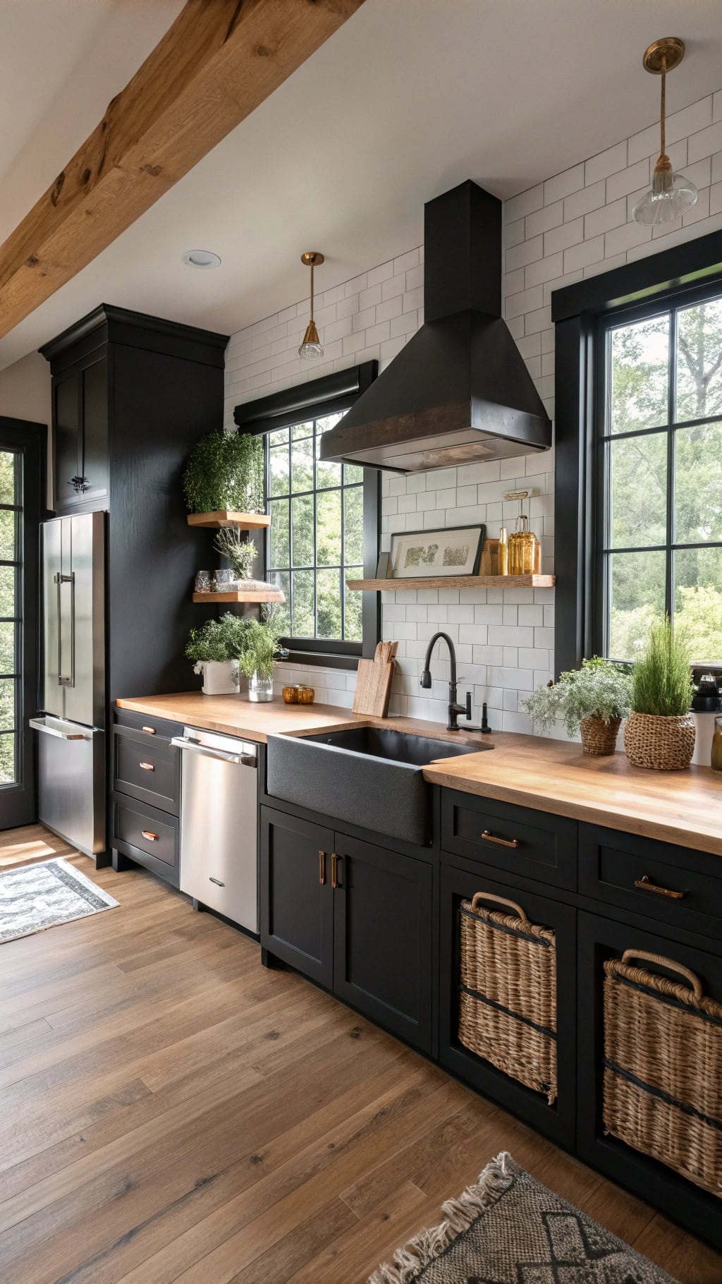 sleek black stainless appliances