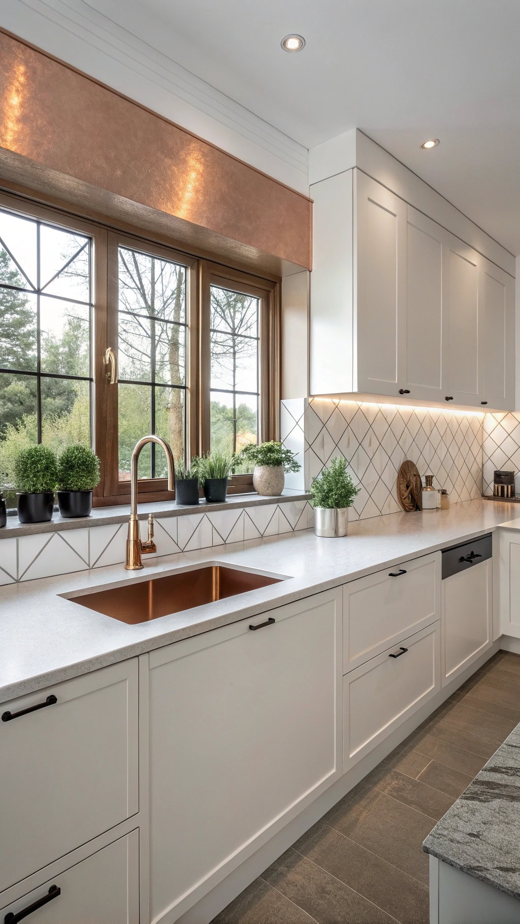 sleek copper minimalist backsplashes