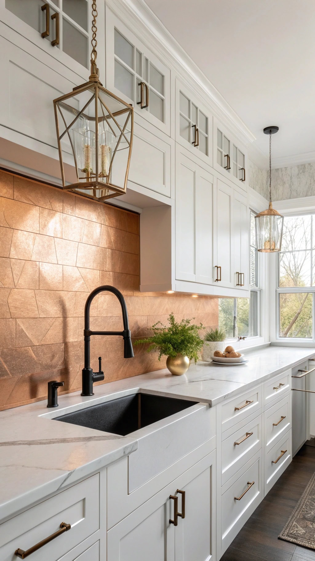 sleek copper minimalist kitchen