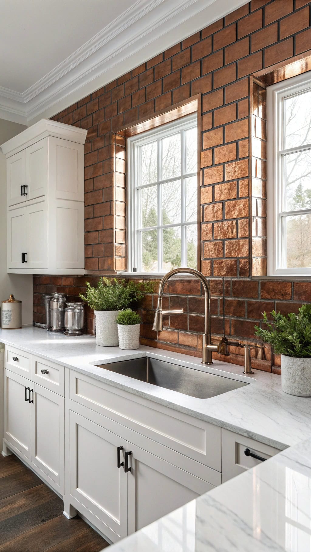 sleek copper subway tiles